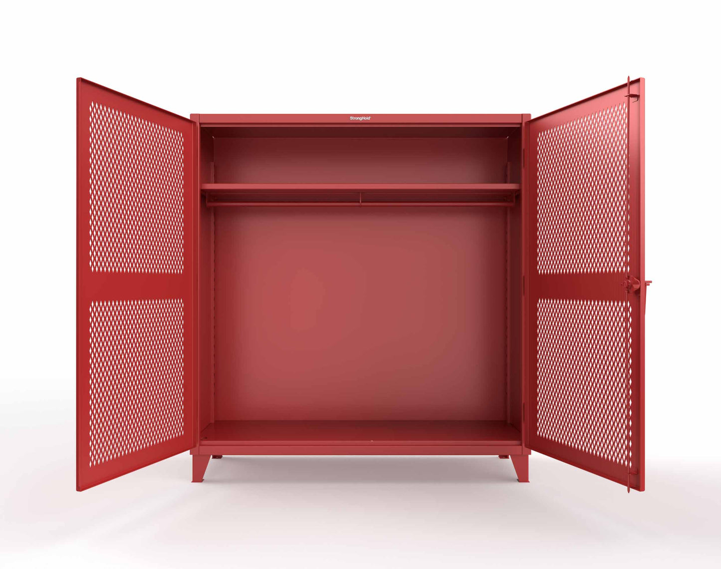 Extreme Duty 12 GA Ventilated (Diamond) Uniform Cabinet with Hanger Rod, 1 Shelf - 72 In. W x 24 In. D x 78 In. H - 66-V-WR-241-3001