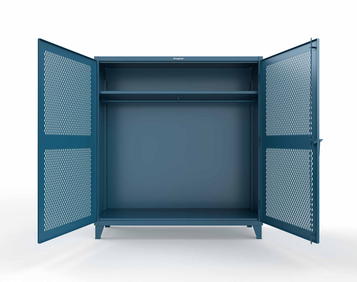 Extreme Duty 12 GA Ventilated (Diamond) Uniform Cabinet with Hanger Rod, 1 Shelf - 72 In. W x 24 In. D x 78 In. H - 66-V-WR-241-5001