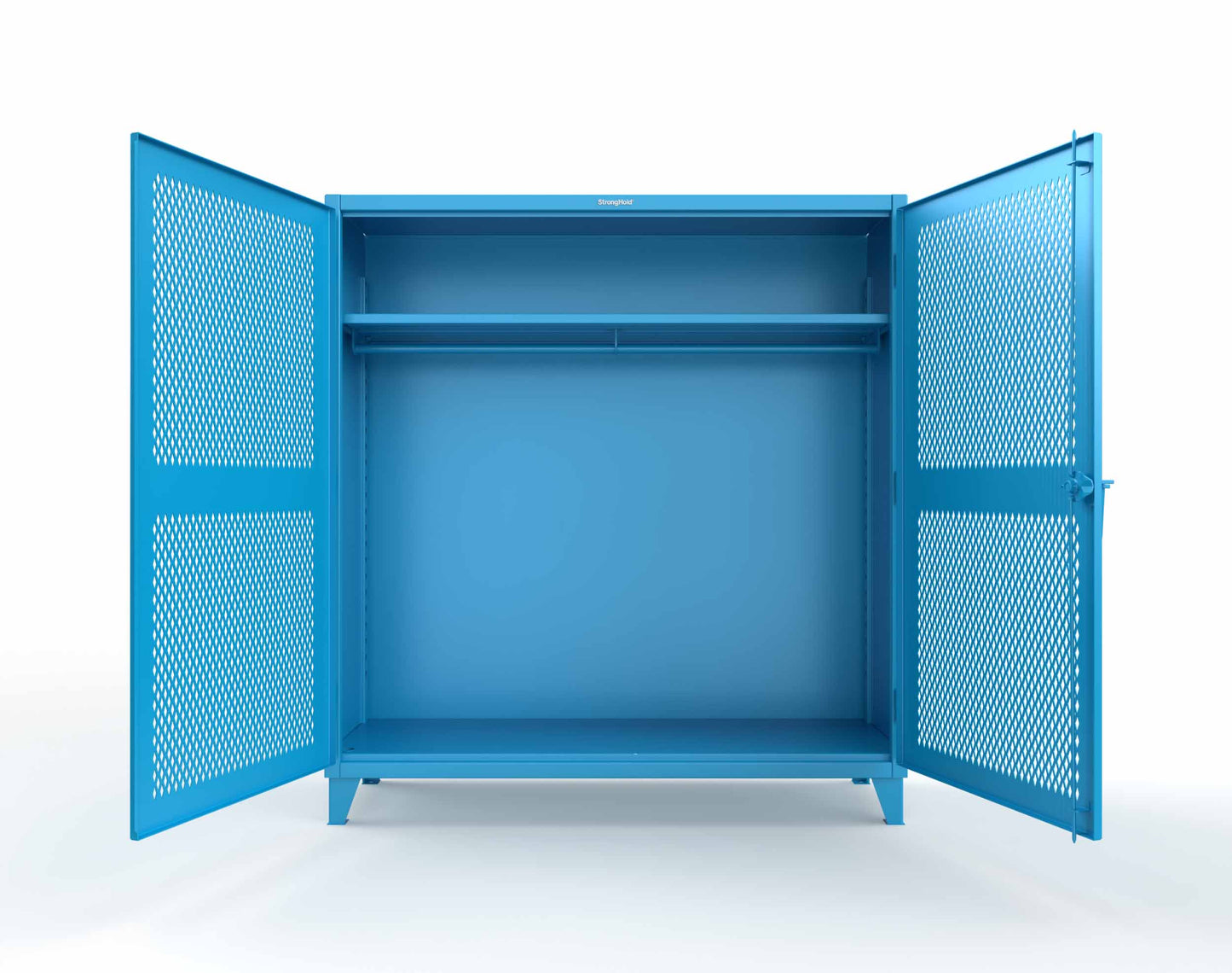 Extreme Duty 12 GA Ventilated (Diamond) Uniform Cabinet with Hanger Rod, 1 Shelf - 72 In. W x 24 In. D x 78 In. H - 66-V-WR-241-5012