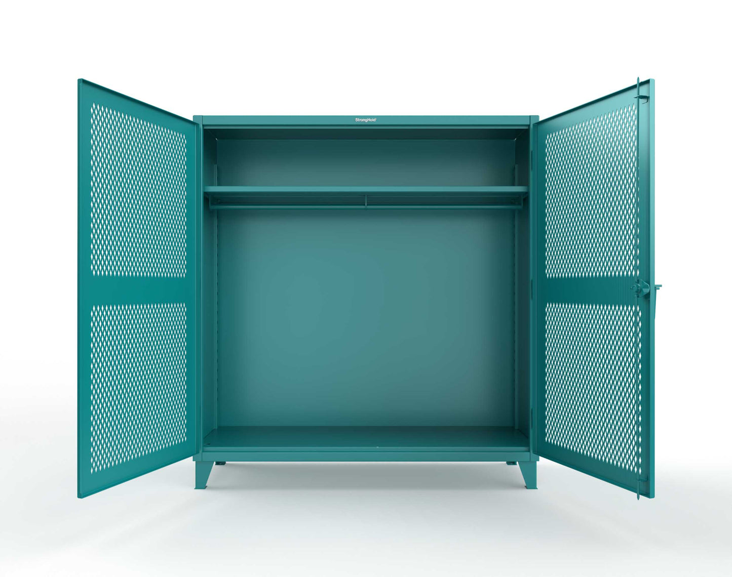 Extreme Duty 12 GA Ventilated (Diamond) Uniform Cabinet with Hanger Rod, 1 Shelf - 72 In. W x 24 In. D x 78 In. H - 66-V-WR-241-5021