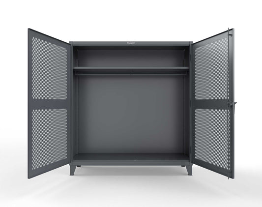 Extreme Duty 12 GA Ventilated (Diamond) Uniform Cabinet with Hanger Rod, 1 Shelf - 72 In. W x 24 In. D x 78 In. H - 66-V-WR-241-7024