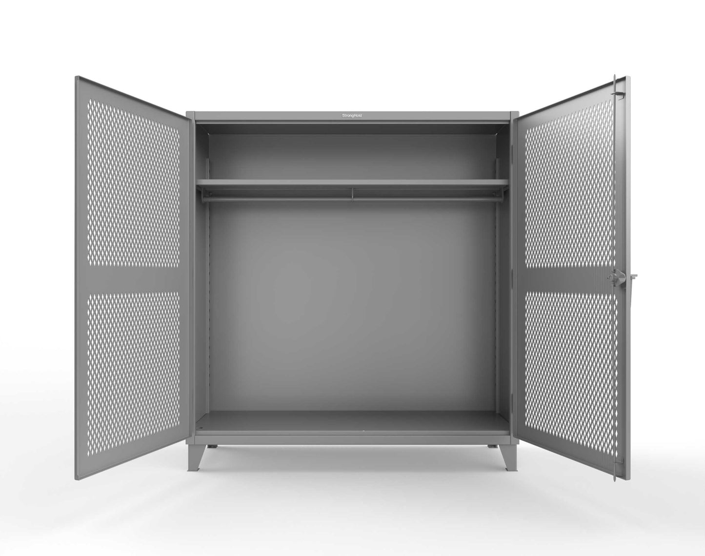 Extreme Duty 12 GA Ventilated (Diamond) Uniform Cabinet with Hanger Rod, 1 Shelf - 72 In. W x 24 In. D x 78 In. H - 66-V-WR-241-7037