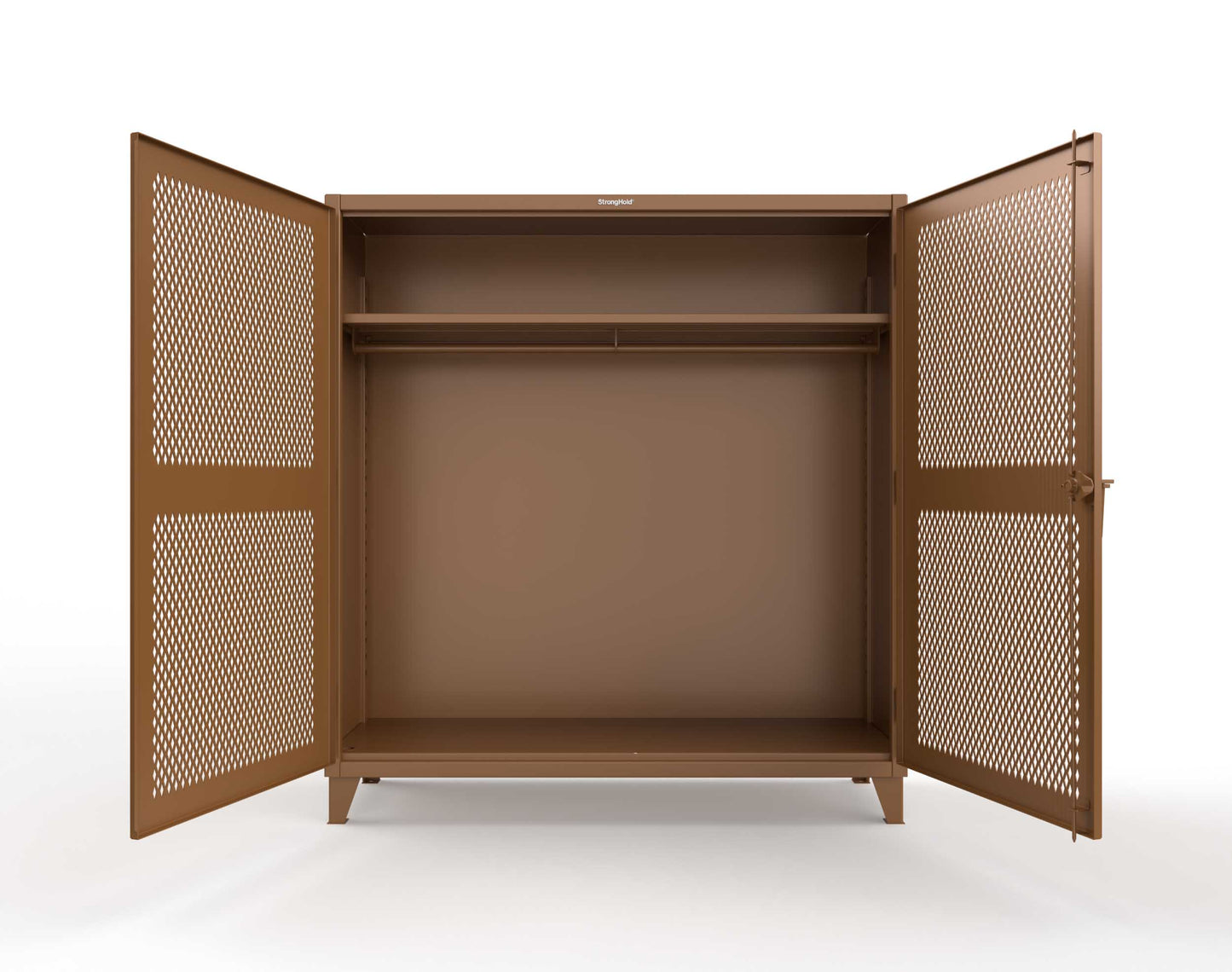 Extreme Duty 12 GA Ventilated (Diamond) Uniform Cabinet with Hanger Rod, 1 Shelf - 72 In. W x 24 In. D x 78 In. H - 66-V-WR-241-8008