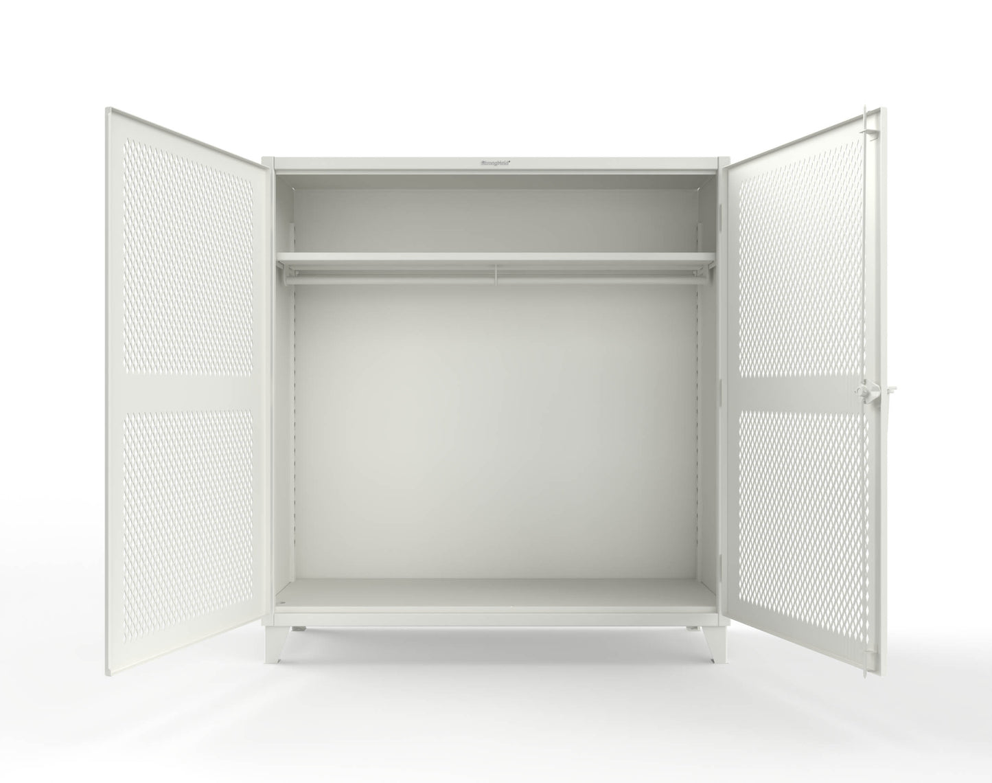 Extreme Duty 12 GA Ventilated (Diamond) Uniform Cabinet with Hanger Rod, 1 Shelf - 72 In. W x 24 In. D x 78 In. H - 66-V-WR-241-9003