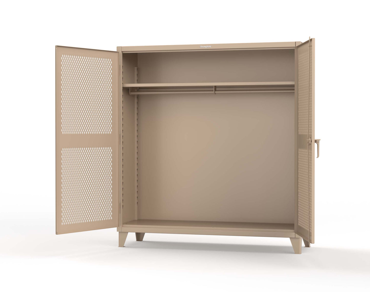 Extreme Duty 12 GA Ventilated (Diamond) Uniform Cabinet with Hanger Rod, 1 Shelf - 72 In. W x 24 In. D x 78 In. H - 66-V-WR-241-1019