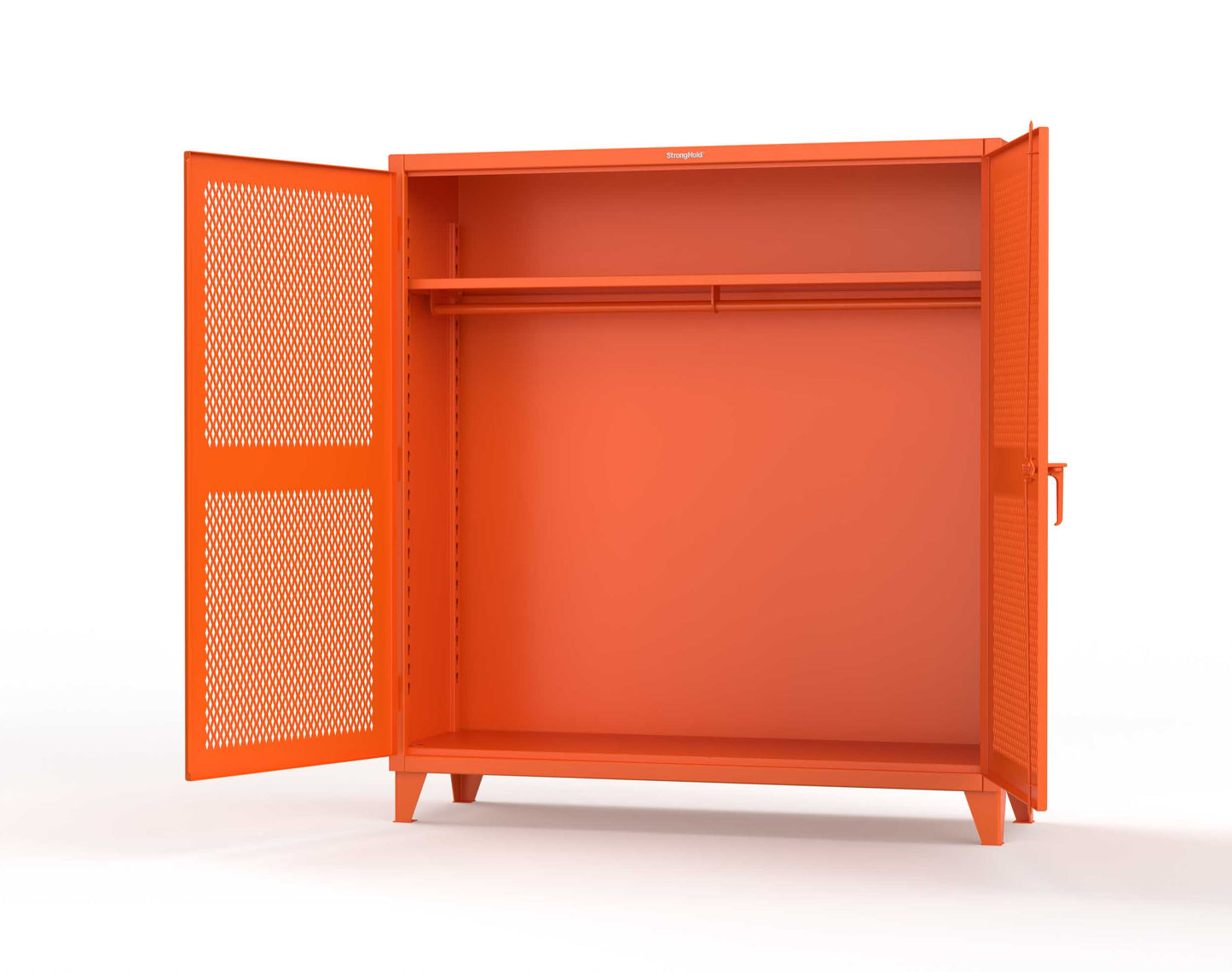 Extreme Duty 12 GA Ventilated (Diamond) Uniform Cabinet with Hanger Rod, 1 Shelf - 72 In. W x 24 In. D x 78 In. H - 66-V-WR-241-2009