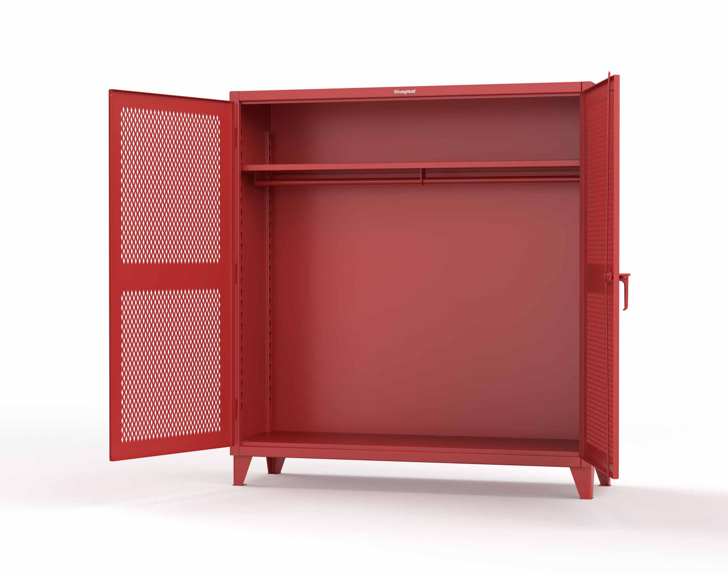 Extreme Duty 12 GA Ventilated (Diamond) Uniform Cabinet with Hanger Rod, 1 Shelf - 72 In. W x 24 In. D x 78 In. H - 66-V-WR-241-3001