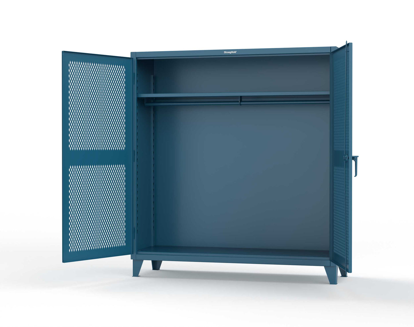 Extreme Duty 12 GA Ventilated (Diamond) Uniform Cabinet with Hanger Rod, 1 Shelf - 72 In. W x 24 In. D x 78 In. H - 66-V-WR-241-5001