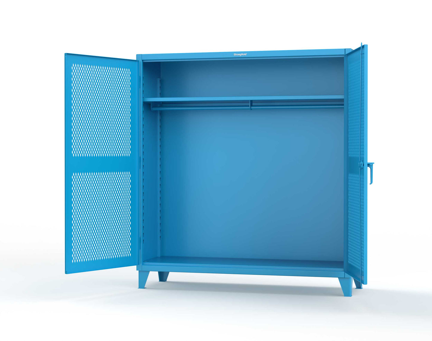 Extreme Duty 12 GA Ventilated (Diamond) Uniform Cabinet with Hanger Rod, 1 Shelf - 72 In. W x 24 In. D x 78 In. H - 66-V-WR-241-5012
