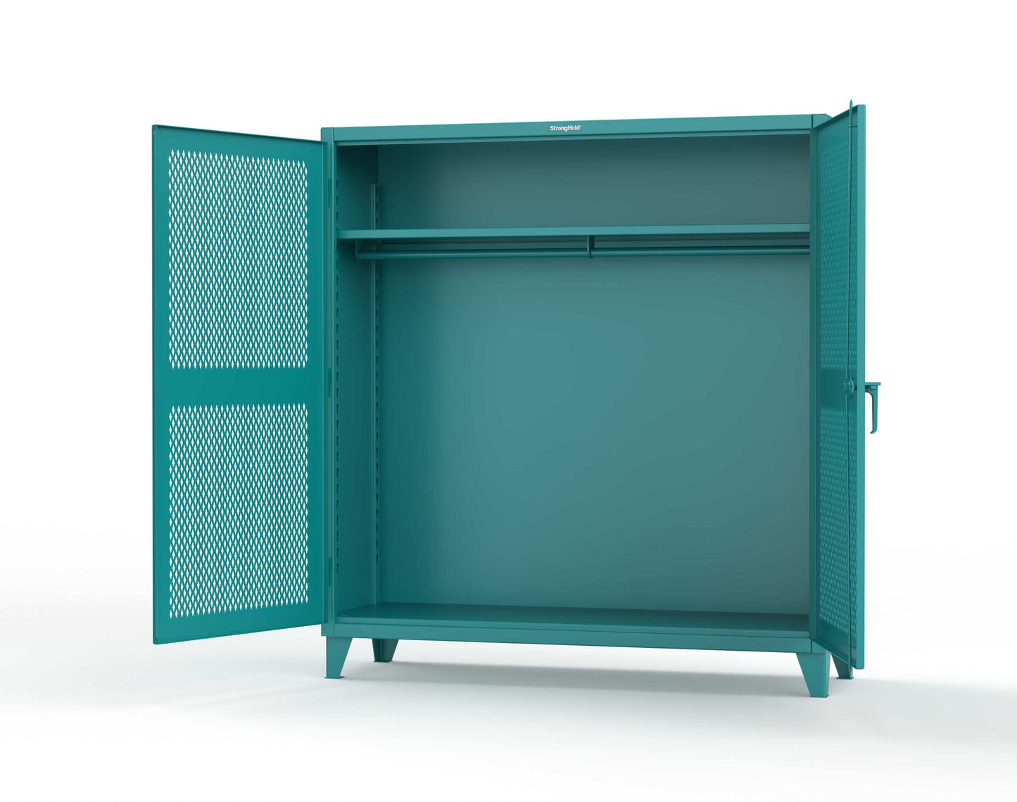 Extreme Duty 12 GA Ventilated (Diamond) Uniform Cabinet with Hanger Rod, 1 Shelf - 72 In. W x 24 In. D x 78 In. H - 66-V-WR-241-5021
