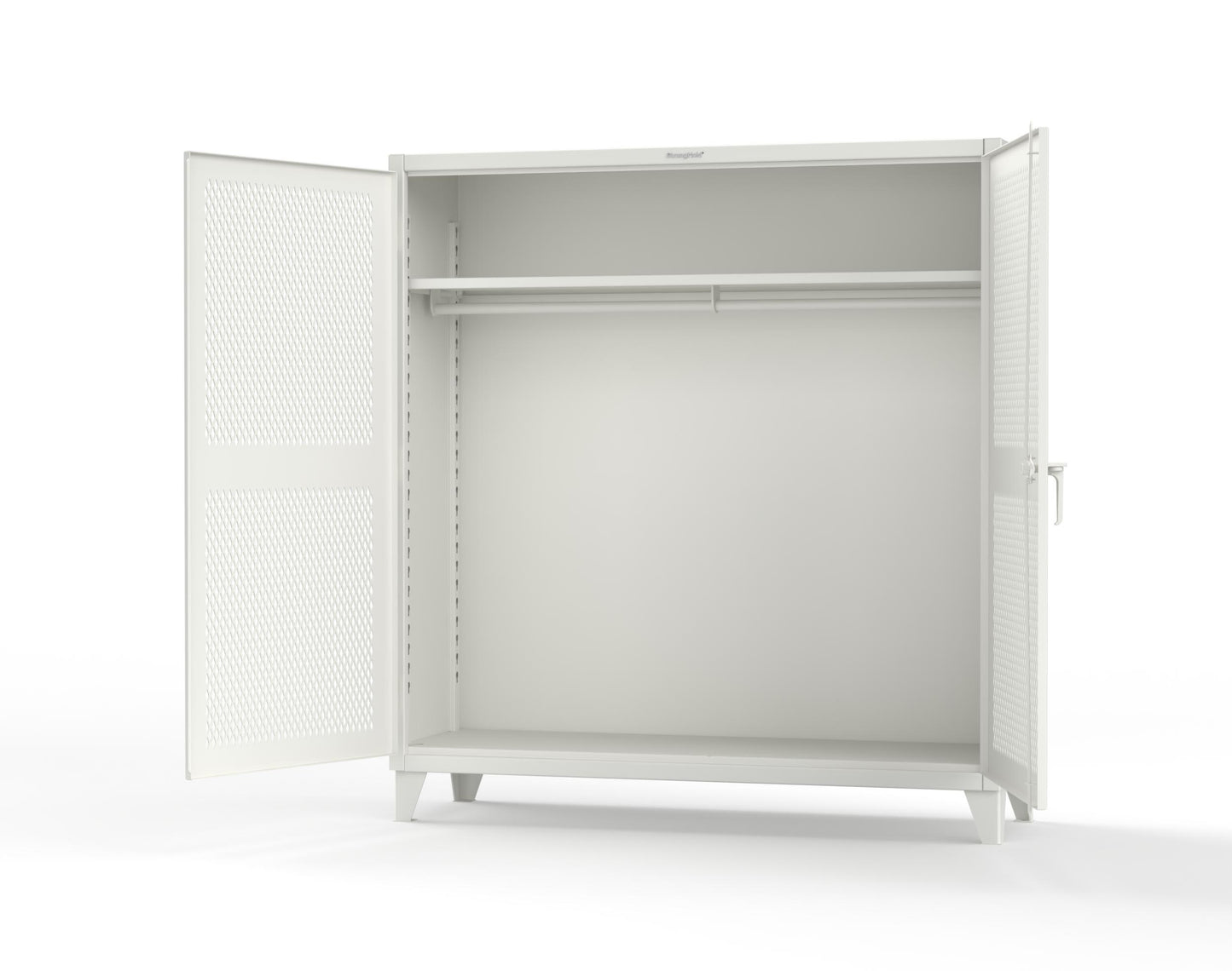 Extreme Duty 12 GA Ventilated (Diamond) Uniform Cabinet with Hanger Rod, 1 Shelf - 72 In. W x 24 In. D x 78 In. H - 66-V-WR-241-9003
