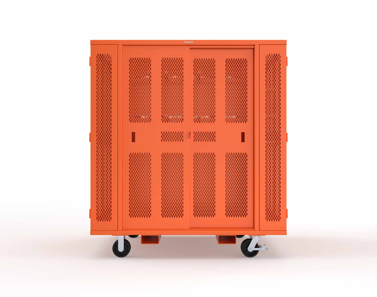 Extreme Duty Mobile Rigging Cabinet with 2 sets of 2 Ventilated Sliding Doors and 2 sets of 2 Ventilated Swing Doors with Short and Long Hangers - 86 in. W x 50 in. D x 100 in. H - 7.27.6-4V-500-2SLD-2ED-40SH-16LH-FLP-CA-2009