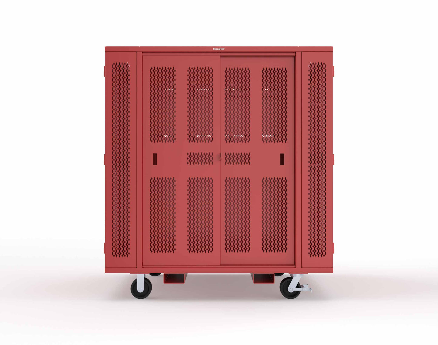 Extreme Duty Mobile Rigging Cabinet with 2 sets of 2 Ventilated Sliding Doors and 2 sets of 2 Ventilated Swing Doors with Short and Long Hangers - 86 in. W x 50 in. D x 100 in. H - 7.27.6-4V-500-2SLD-2ED-40SH-16LH-FLP-CA-3001