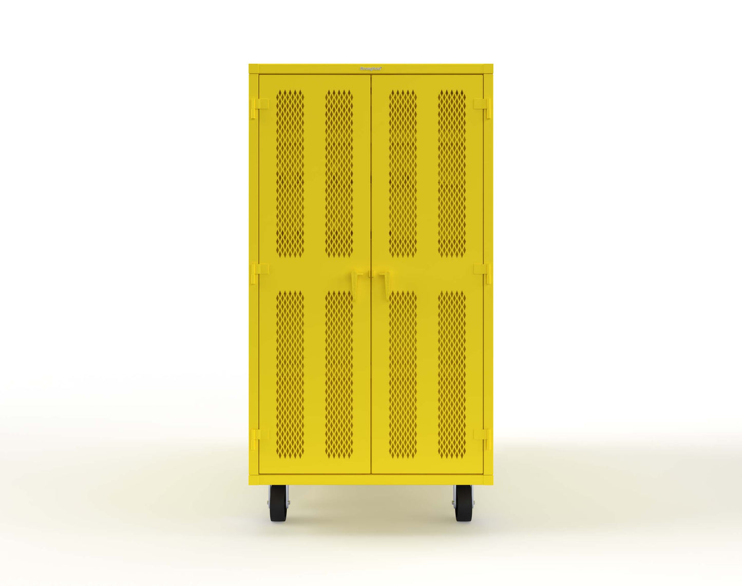 Extreme Duty Mobile Rigging Cabinet with 2 sets of 2 Ventilated Sliding Doors and 2 sets of 2 Ventilated Swing Doors with Short and Long Hangers - 86 in. W x 50 in. D x 100 in. H - 7.27.6-4V-500-2SLD-2ED-40SH-16LH-FLP-CA-1021