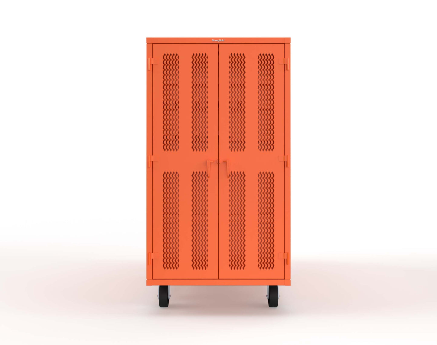 Extreme Duty Mobile Rigging Cabinet with 2 sets of 2 Ventilated Sliding Doors and 2 sets of 2 Ventilated Swing Doors with Short and Long Hangers - 86 in. W x 50 in. D x 100 in. H - 7.27.6-4V-500-2SLD-2ED-40SH-16LH-FLP-CA-2009