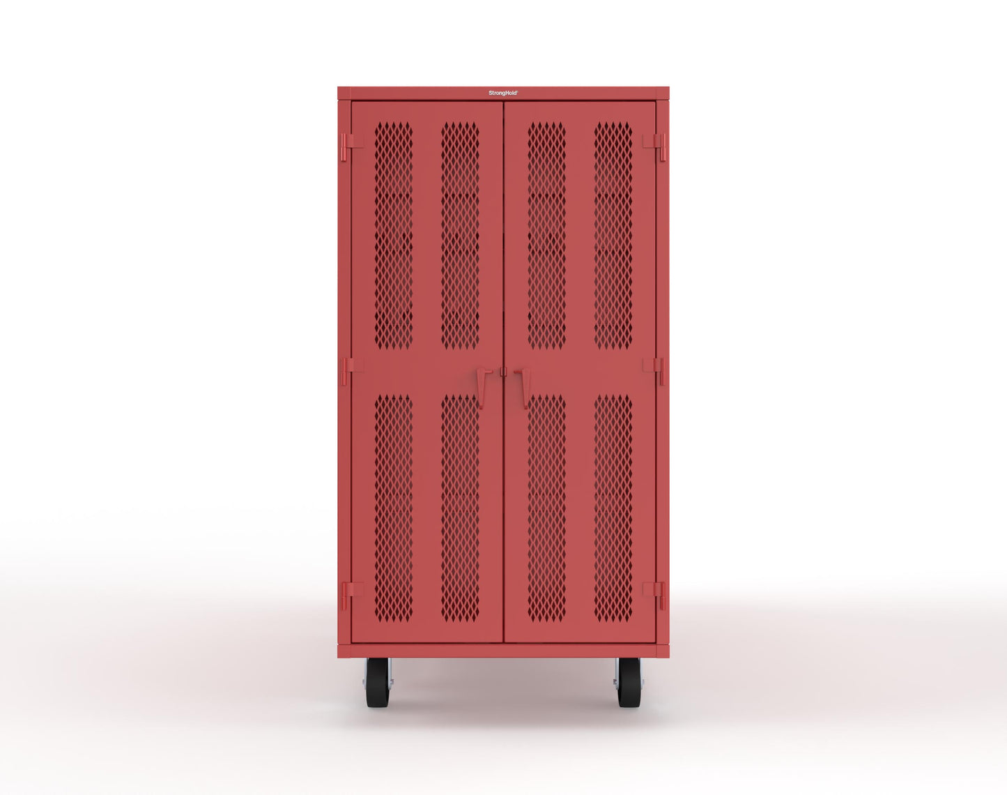 Extreme Duty Mobile Rigging Cabinet with 2 sets of 2 Ventilated Sliding Doors and 2 sets of 2 Ventilated Swing Doors with Short and Long Hangers - 86 in. W x 50 in. D x 100 in. H - 7.27.6-4V-500-2SLD-2ED-40SH-16LH-FLP-CA-3001