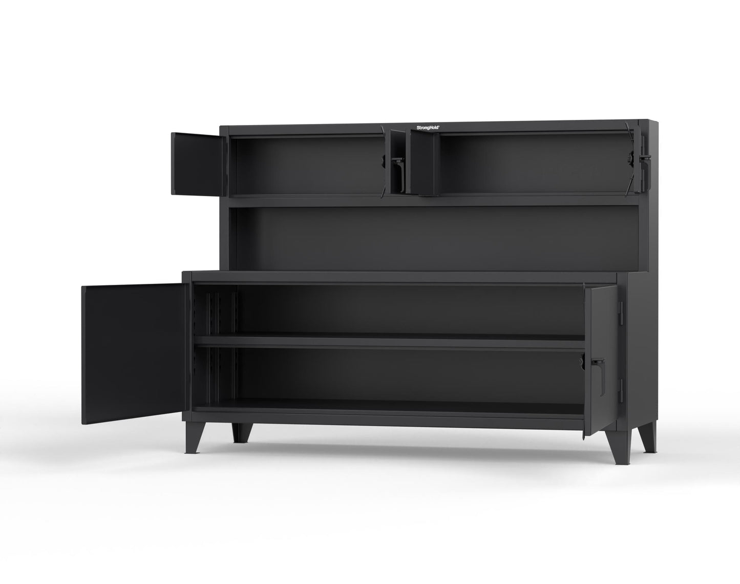 Extreme Duty 12 GA Workbench with Upper Storage Compartments, 1 Shelf - 84 In. W x 30 In. D x 62 In. H - 75-UC-301-9005