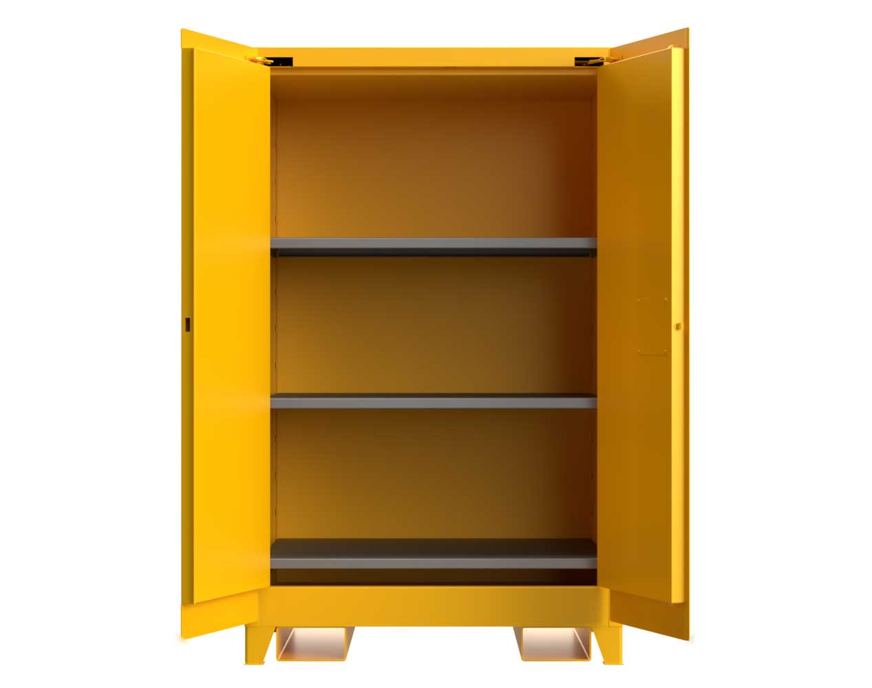 Extra Heavy Duty 14 GA 90 Gallon Flammable Safety Cabinet with Self-Closing Doors, 3 Shelves, Forklift Pockets - 43 In. W x 34 In. D x 70 In. H