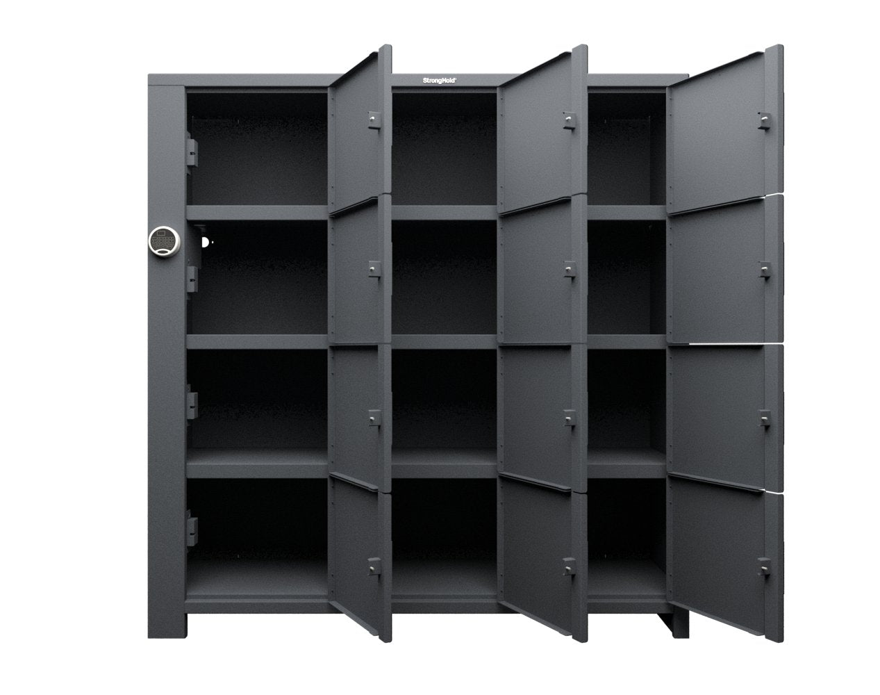Extra Heavy Duty SIMPLE Locker - Single Input Multi-Point Locking Entry - Access Control Locker with 12 Solid Doors - 72" W x 24" D x 75" H