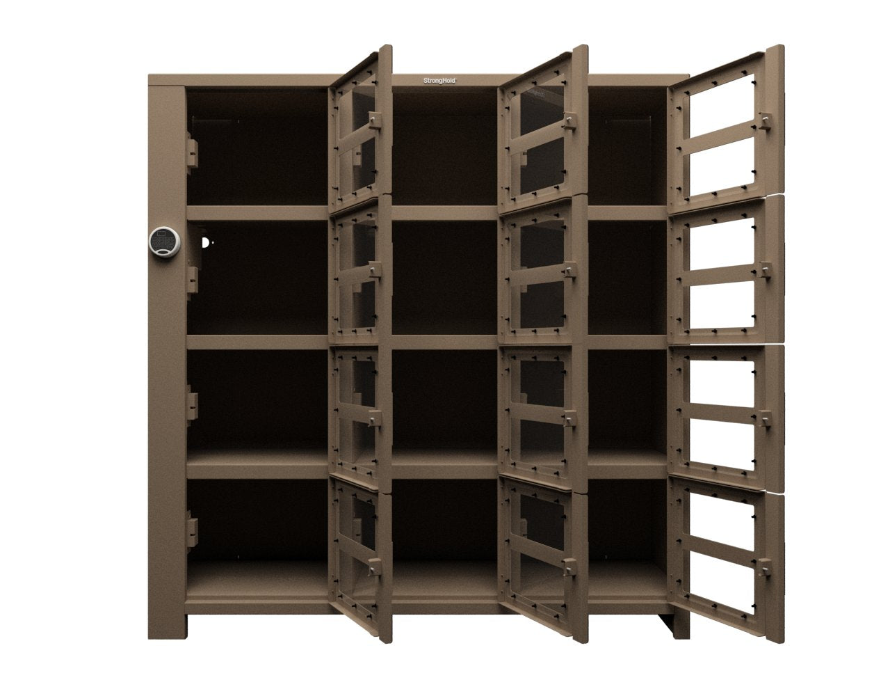 Extra Heavy Duty SIMPLE Locker - Single Input Multi-Point Locking Entry - Access Control Locker with 12 Clearview Doors - 72" W x 24" D x 75" H
