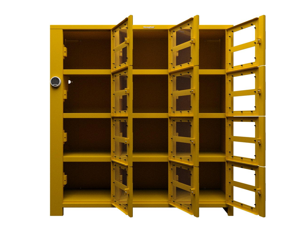Extra Heavy Duty SIMPLE Locker - Single Input Multi-Point Locking Entry - Access Control Locker with 12 Clearview Doors - 72" W x 24" D x 75" H