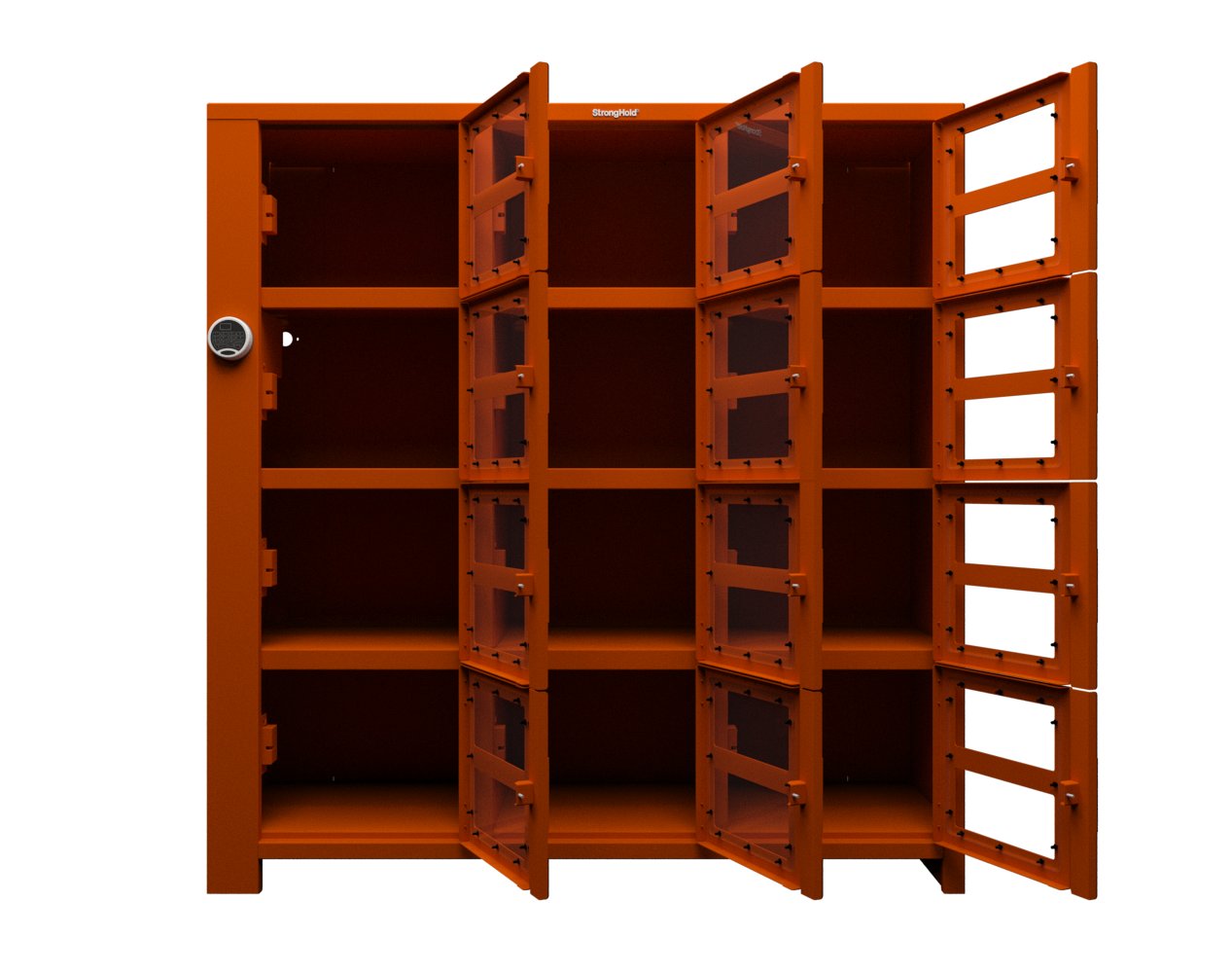 Extra Heavy Duty SIMPLE Locker - Single Input Multi-Point Locking Entry - Access Control Locker with 12 Clearview Doors - 72" W x 24" D x 75" H