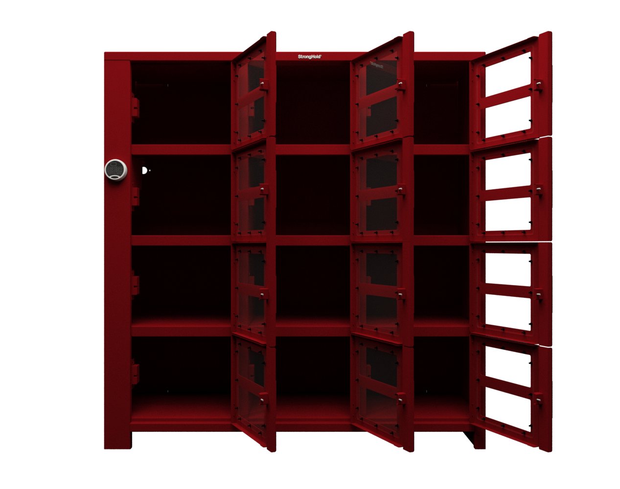 Extra Heavy Duty SIMPLE Locker - Single Input Multi-Point Locking Entry - Access Control Locker with 12 Clearview Doors - 72" W x 24" D x 75" H