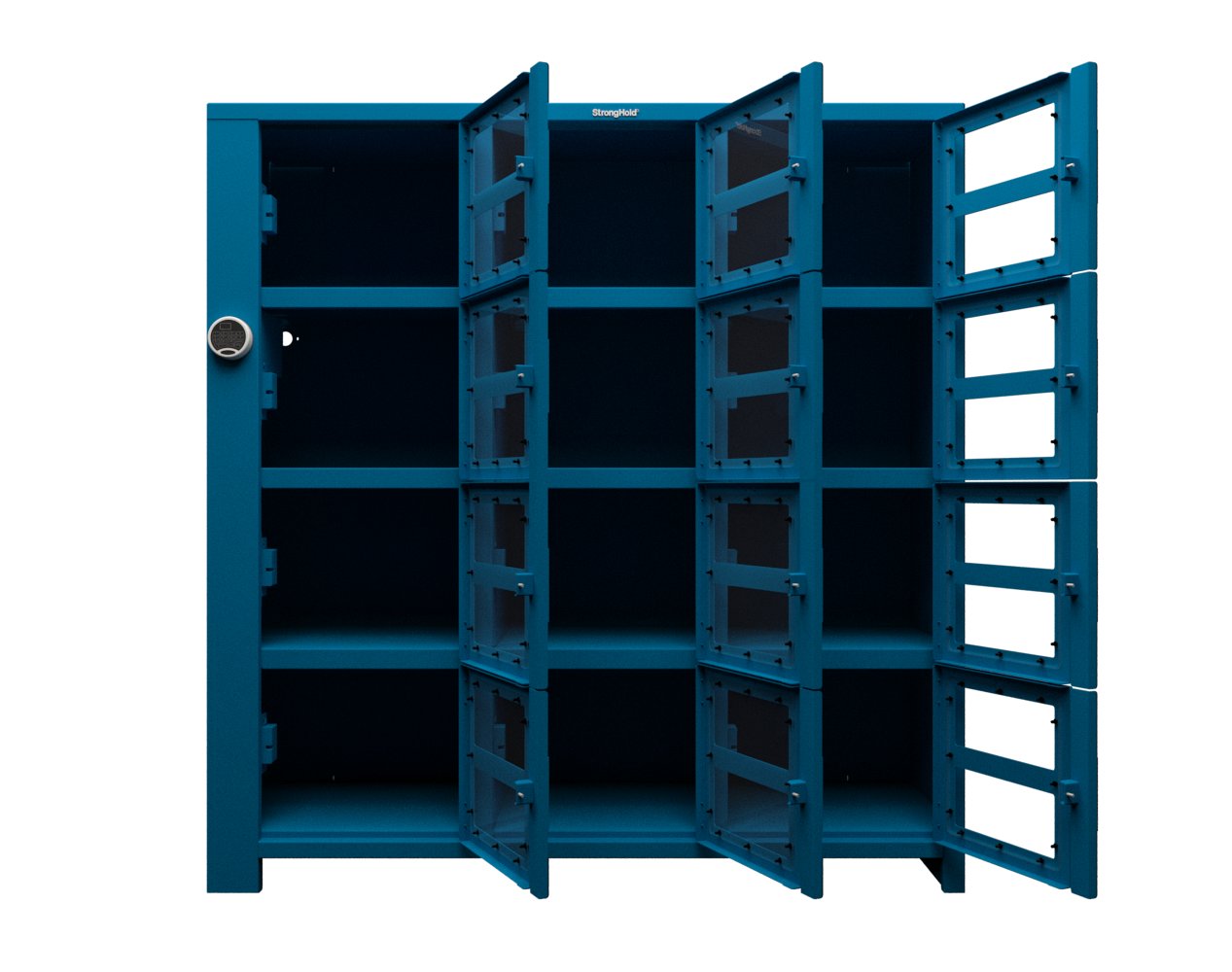 Extra Heavy Duty SIMPLE Locker - Single Input Multi-Point Locking Entry - Access Control Locker with 12 Clearview Doors - 72" W x 24" D x 75" H