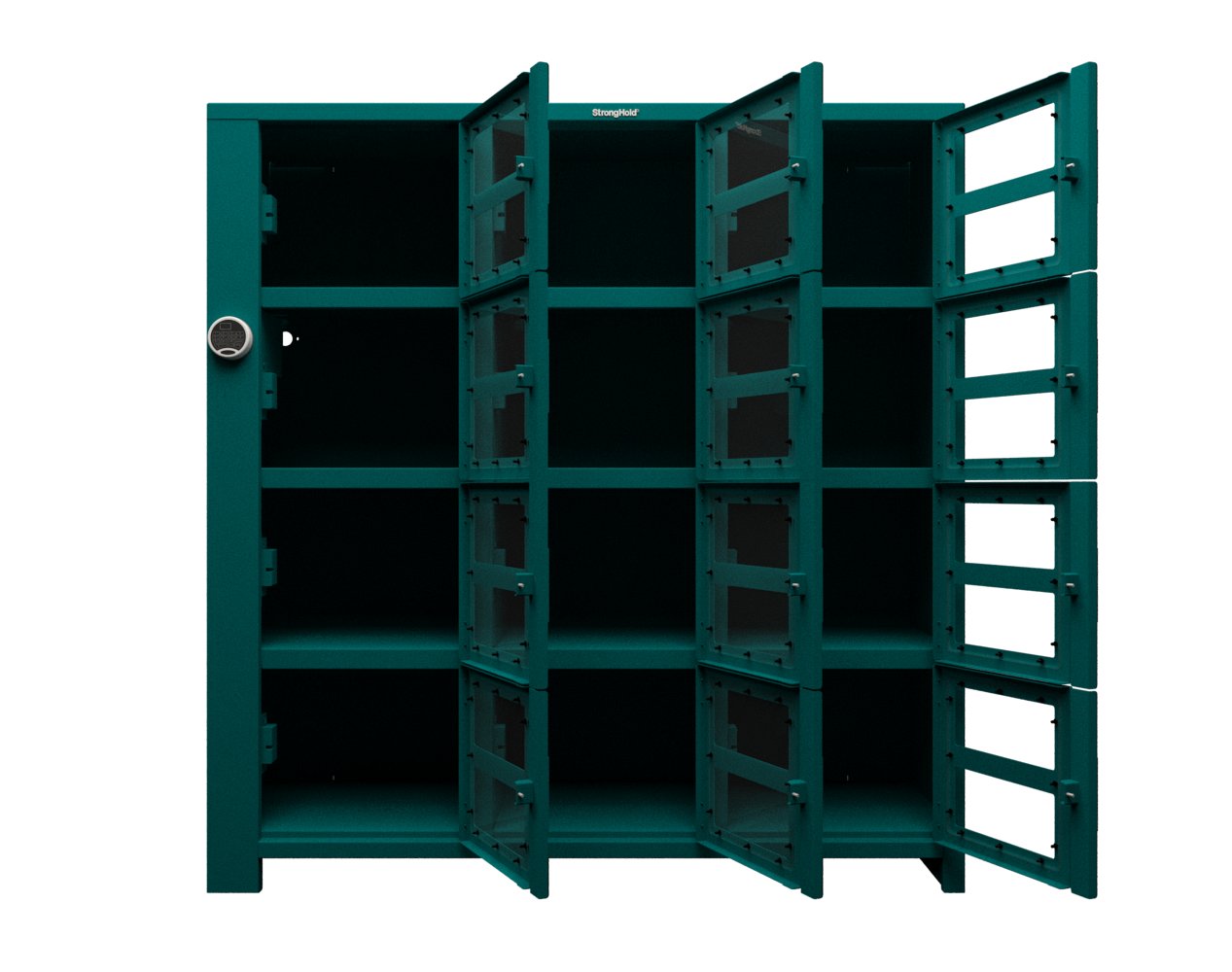 Extra Heavy Duty SIMPLE Locker - Single Input Multi-Point Locking Entry - Access Control Locker with 12 Clearview Doors - 72" W x 24" D x 75" H