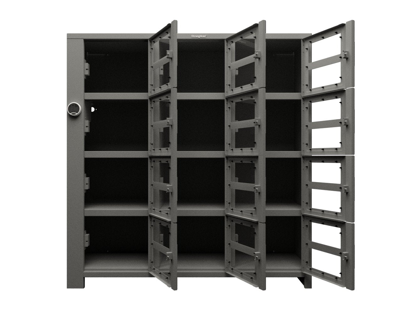 Extra Heavy Duty SIMPLE Locker - Single Input Multi-Point Locking Entry - Access Control Locker with 12 Clearview Doors - 72" W x 24" D x 75" H