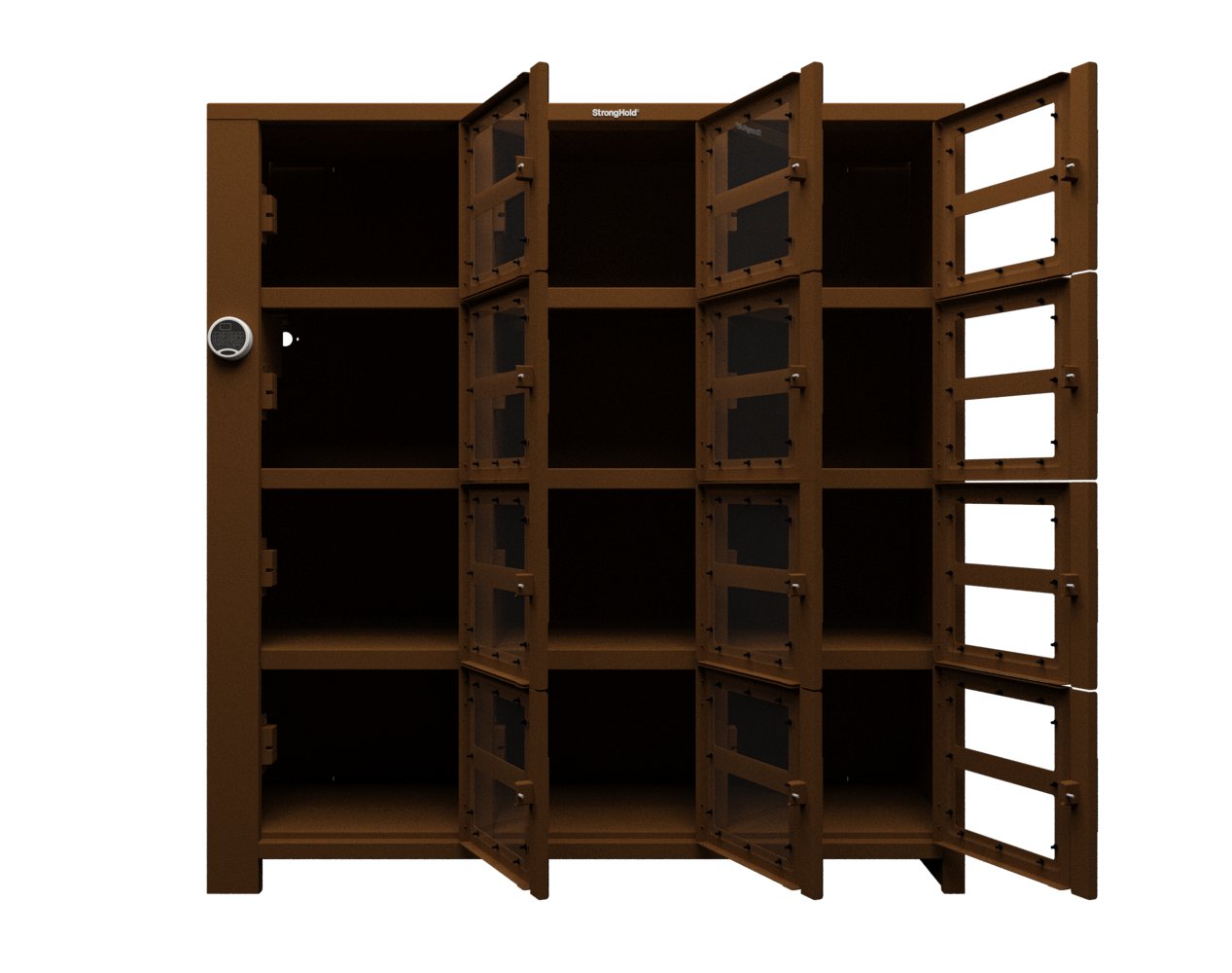 Extra Heavy Duty SIMPLE Locker - Single Input Multi-Point Locking Entry - Access Control Locker with 12 Clearview Doors - 72" W x 24" D x 75" H