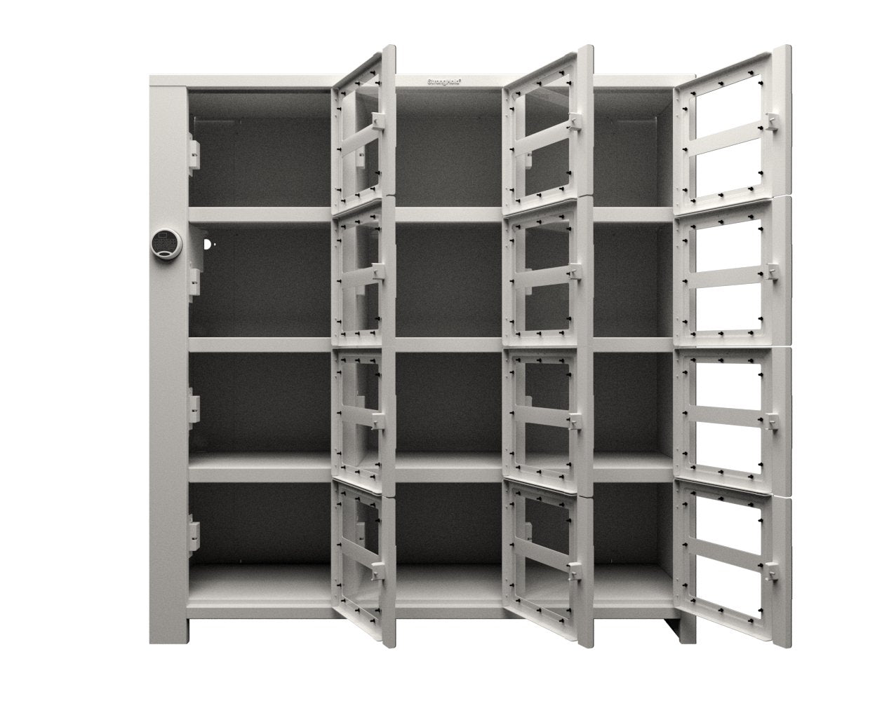 Extra Heavy Duty SIMPLE Locker - Single Input Multi-Point Locking Entry - Access Control Locker with 12 Clearview Doors - 72" W x 24" D x 75" H