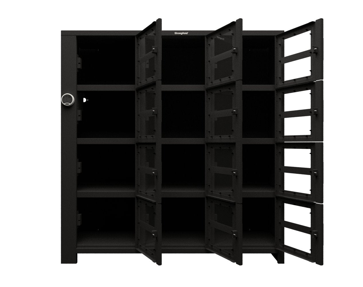 Extra Heavy Duty SIMPLE Locker - Single Input Multi-Point Locking Entry - Access Control Locker with 12 Clearview Doors - 72" W x 24" D x 75" H