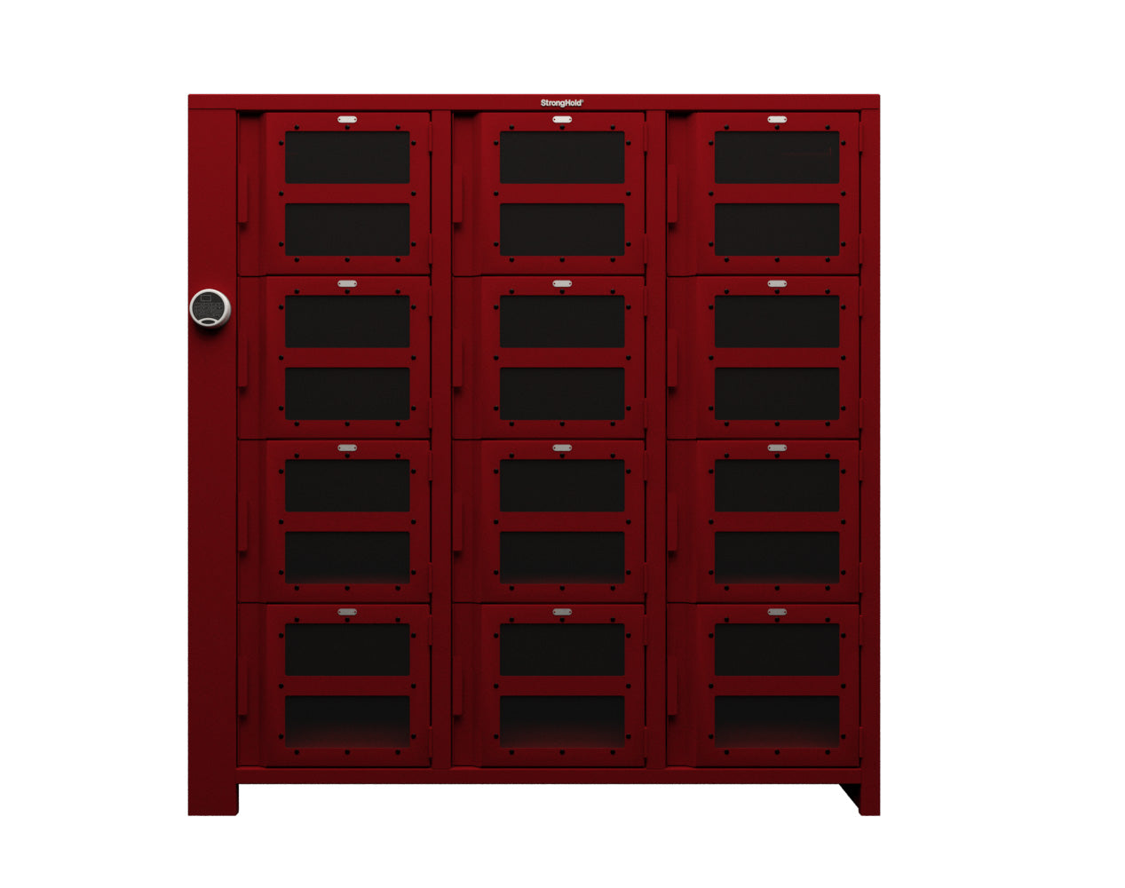 Extra Heavy Duty SIMPLE Locker - Single Input Multi-Point Locking Entry - Access Control Locker with 12 Clearview Doors - 72" W x 24" D x 75" H