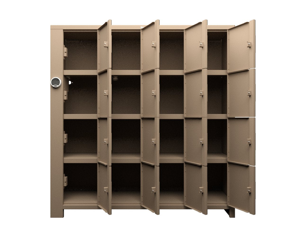 Extra Heavy Duty SIMPLE Locker - Single Input Multi-Point Locking Entry - Access Control Locker with 16 Solid Doors - 72" W x 24" D x 75" H