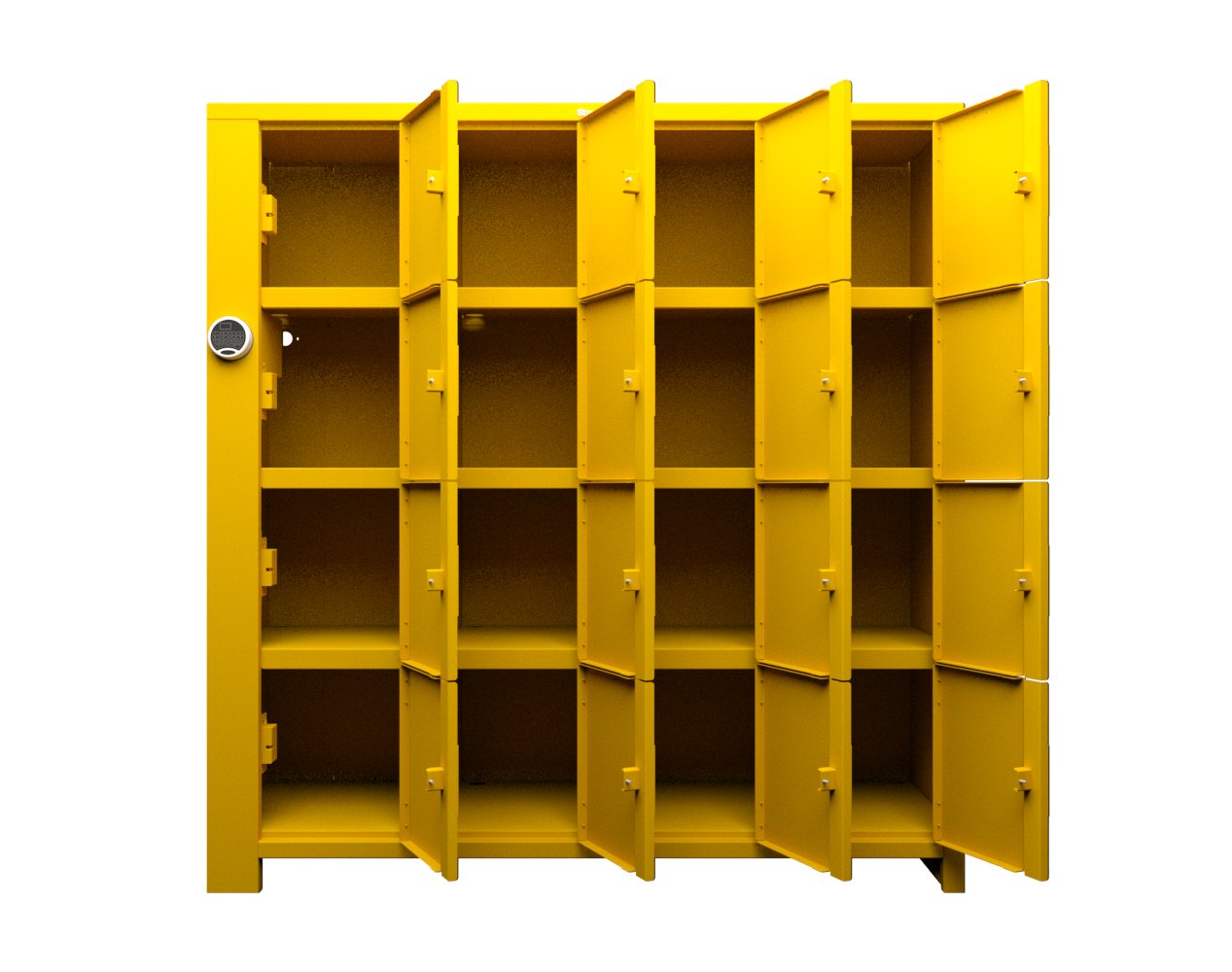 Extra Heavy Duty SIMPLE Locker - Single Input Multi-Point Locking Entry - Access Control Locker with 16 Solid Doors - 72" W x 24" D x 75" H