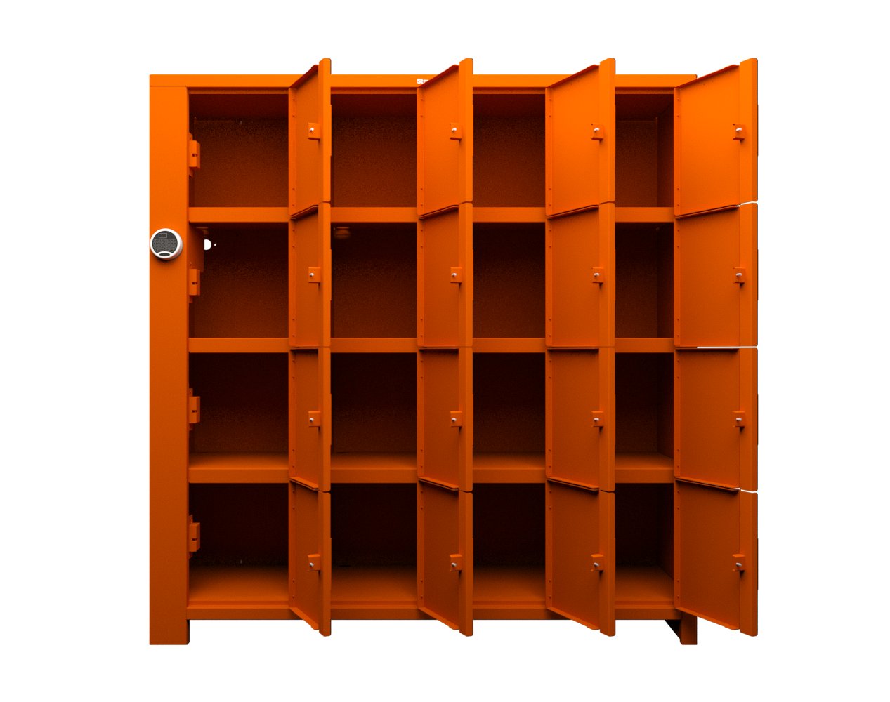 Extra Heavy Duty SIMPLE Locker - Single Input Multi-Point Locking Entry - Access Control Locker with 16 Solid Doors - 72" W x 24" D x 75" H