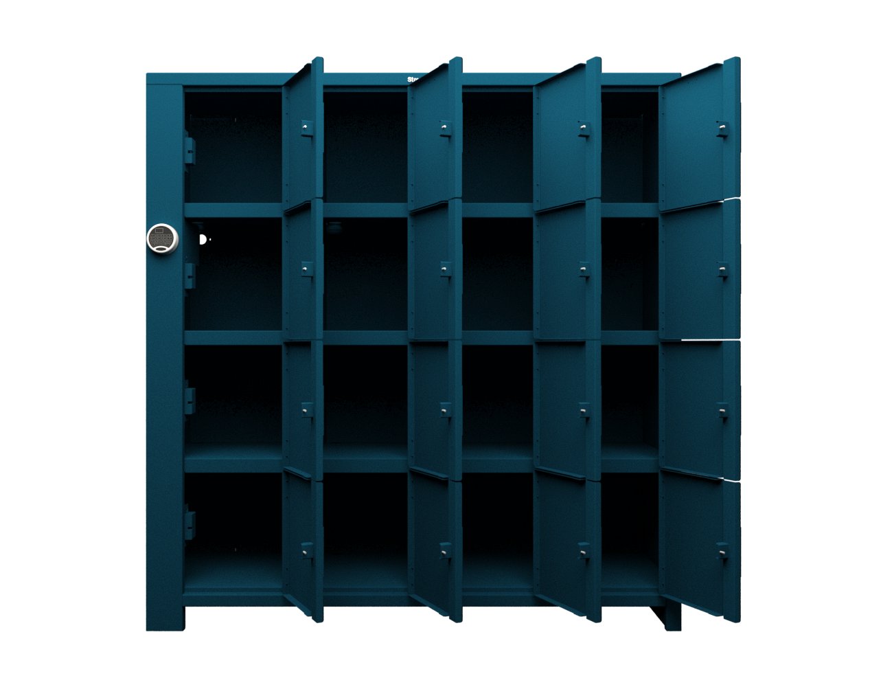 Extra Heavy Duty SIMPLE Locker - Single Input Multi-Point Locking Entry - Access Control Locker with 16 Solid Doors - 72" W x 24" D x 75" H
