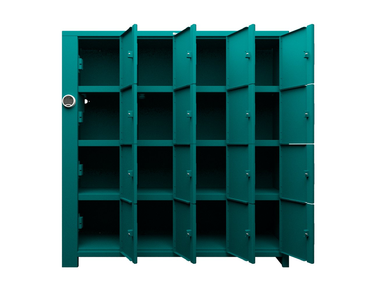 Extra Heavy Duty SIMPLE Locker - Single Input Multi-Point Locking Entry - Access Control Locker with 16 Solid Doors - 72" W x 24" D x 75" H
