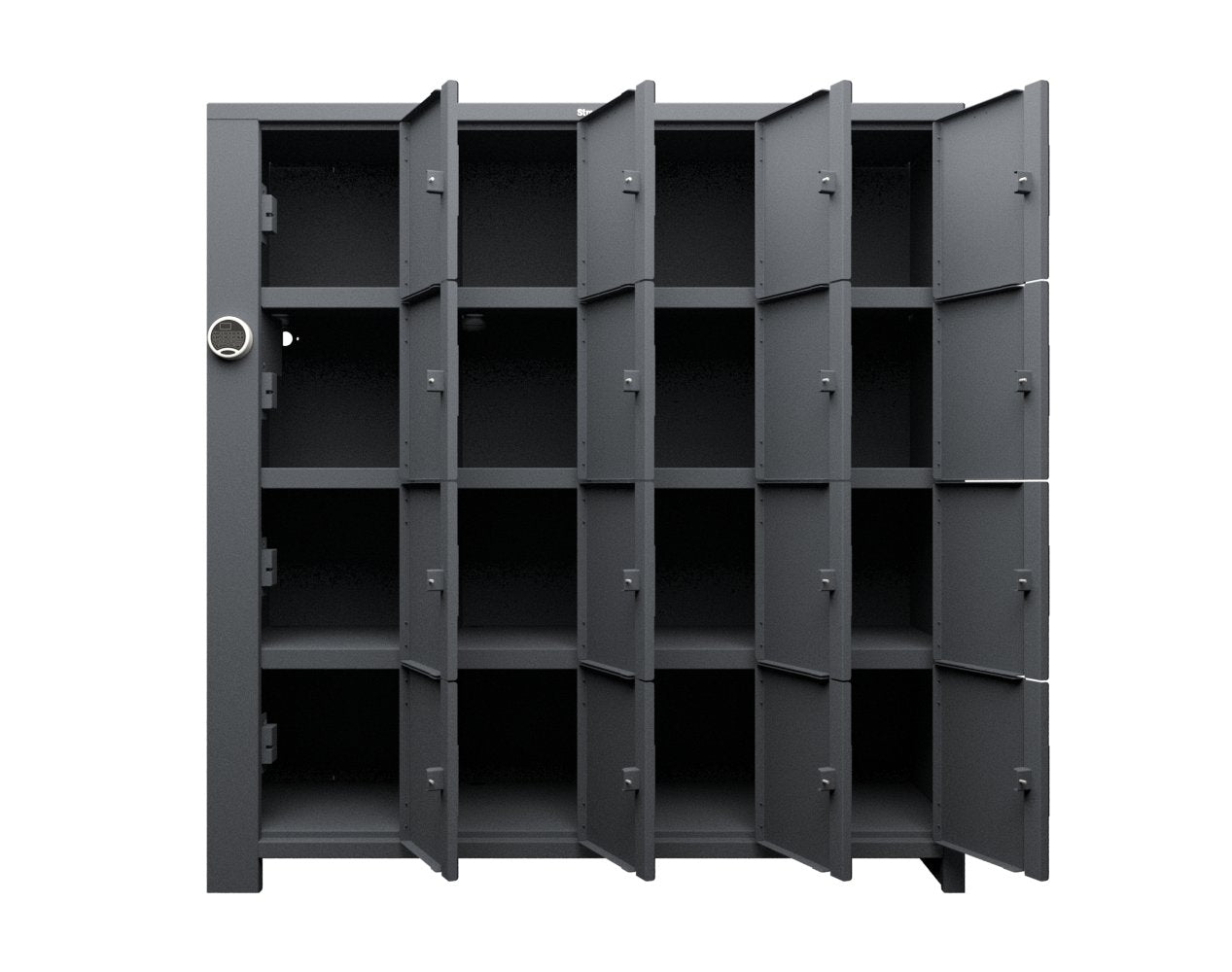 Extra Heavy Duty SIMPLE Locker - Single Input Multi-Point Locking Entry - Access Control Locker with 16 Solid Doors - 72" W x 24" D x 75" H