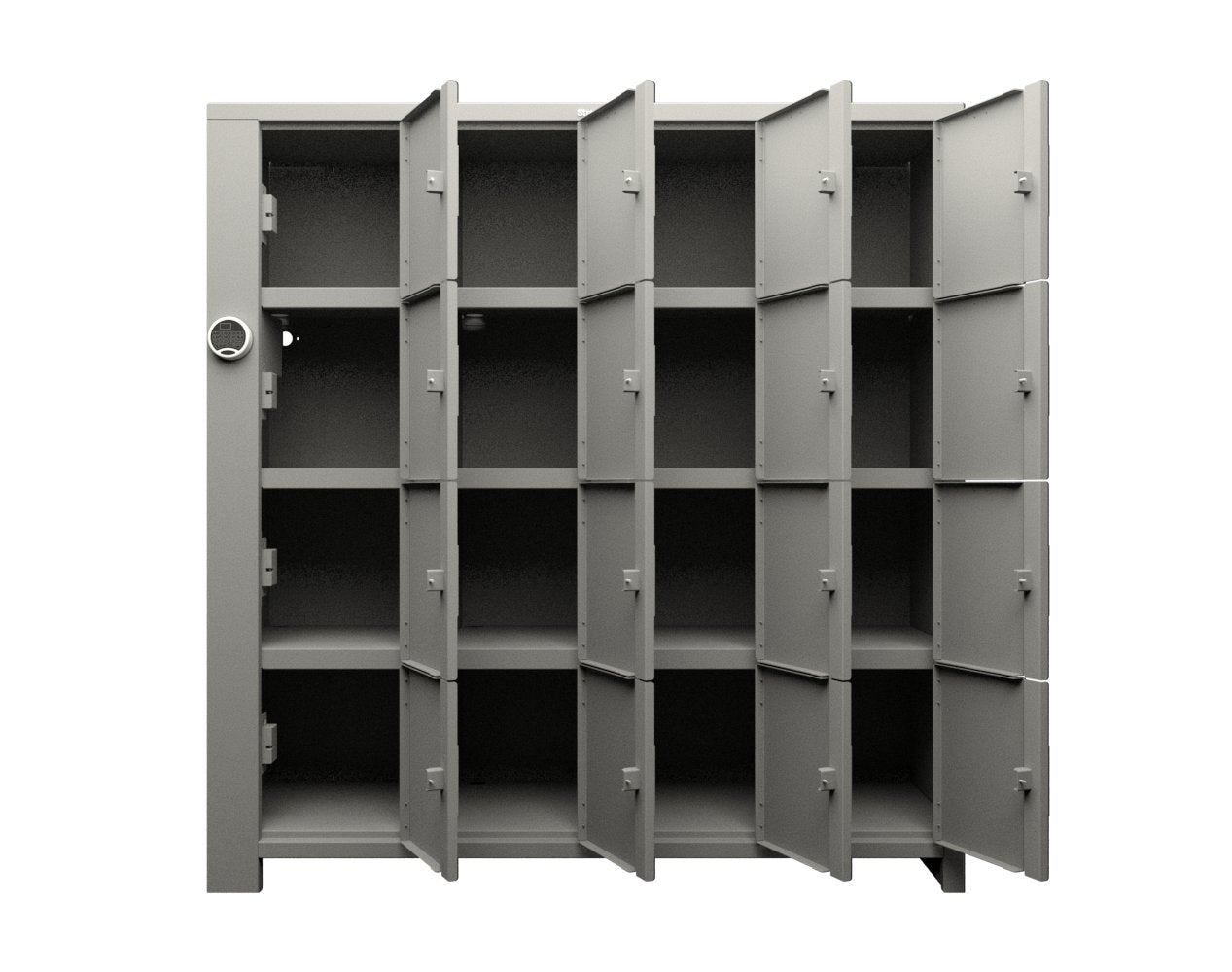 Extra Heavy Duty SIMPLE Locker - Single Input Multi-Point Locking Entry - Access Control Locker with 16 Solid Doors - 72" W x 24" D x 75" H