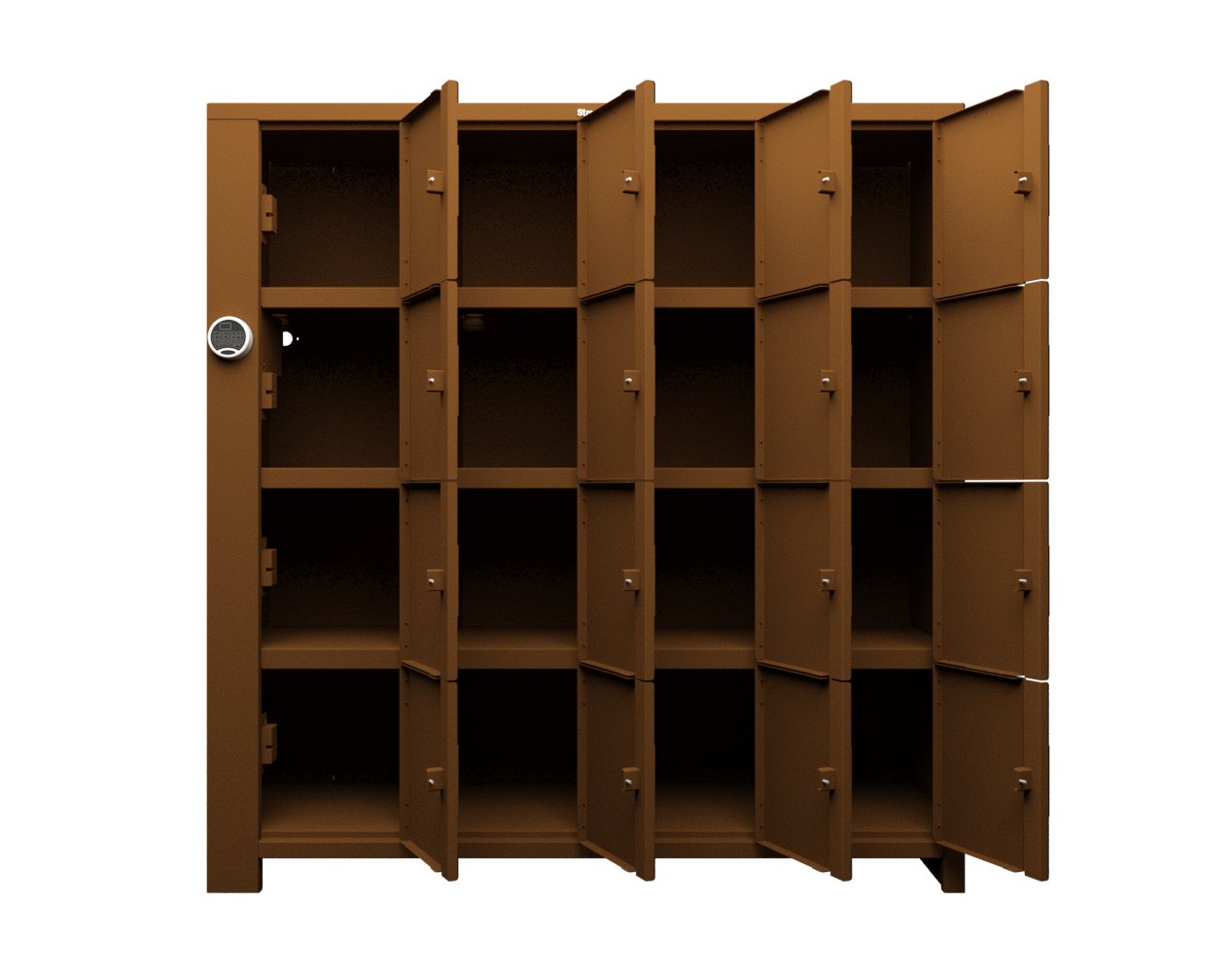 Extra Heavy Duty SIMPLE Locker - Single Input Multi-Point Locking Entry - Access Control Locker with 16 Solid Doors - 72" W x 24" D x 75" H