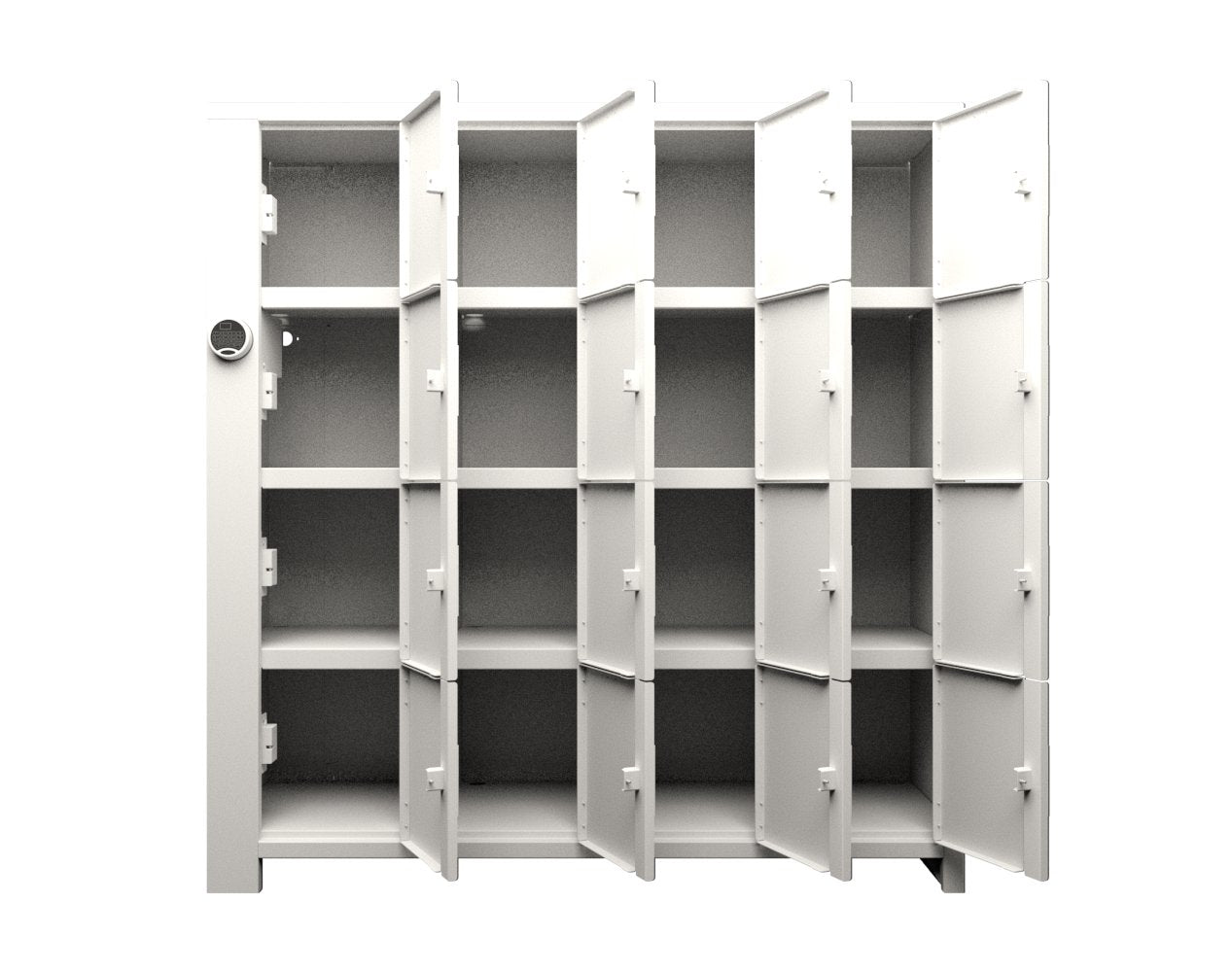 Extra Heavy Duty SIMPLE Locker - Single Input Multi-Point Locking Entry - Access Control Locker with 16 Solid Doors - 72" W x 24" D x 75" H