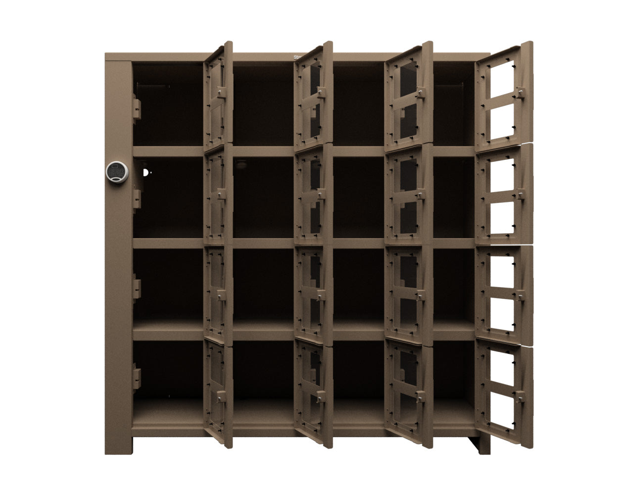 Extra Heavy Duty SIMPLE Locker - Single Input Multi-Point Locking Entry - Access Control Locker with 16 Clearview Doors - 72" W x 24" D x 75" H
