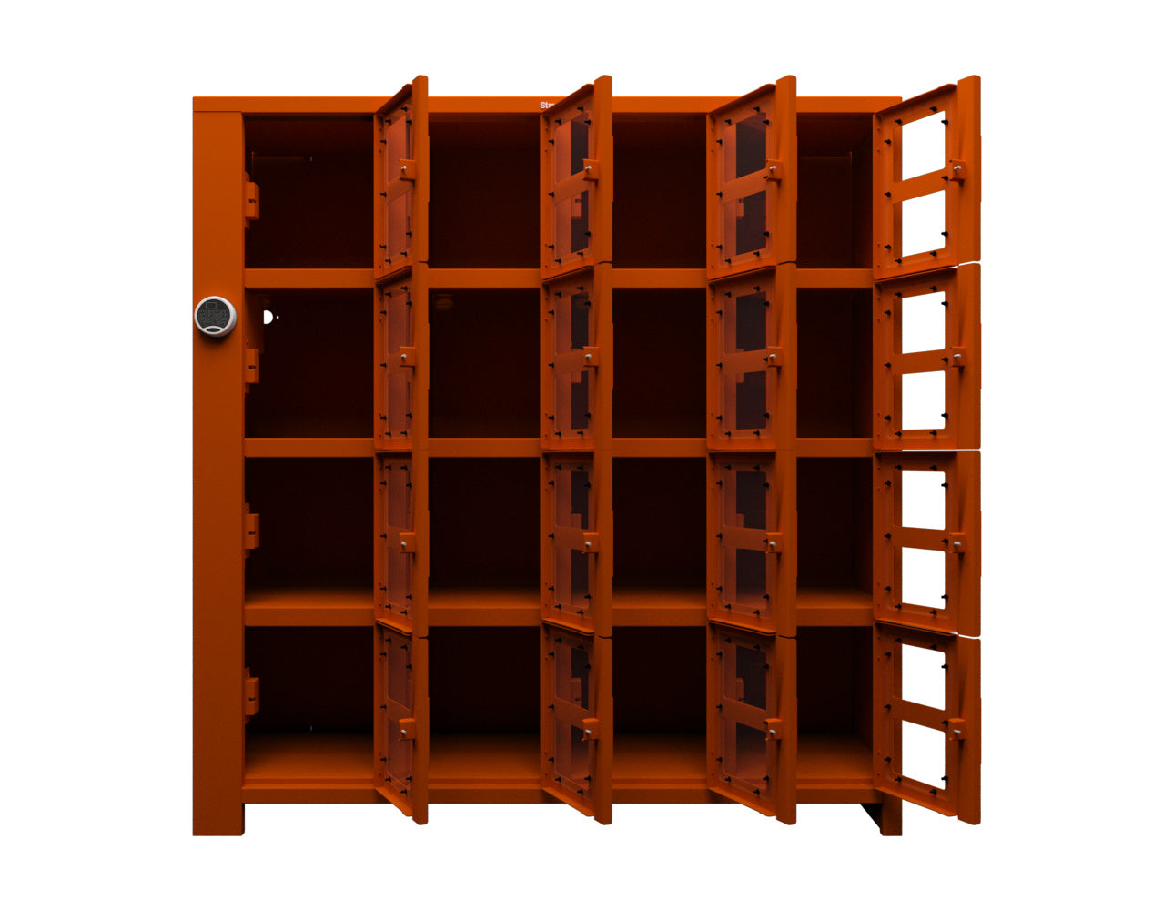 Extra Heavy Duty SIMPLE Locker - Single Input Multi-Point Locking Entry - Access Control Locker with 16 Clearview Doors - 72" W x 24" D x 75" H
