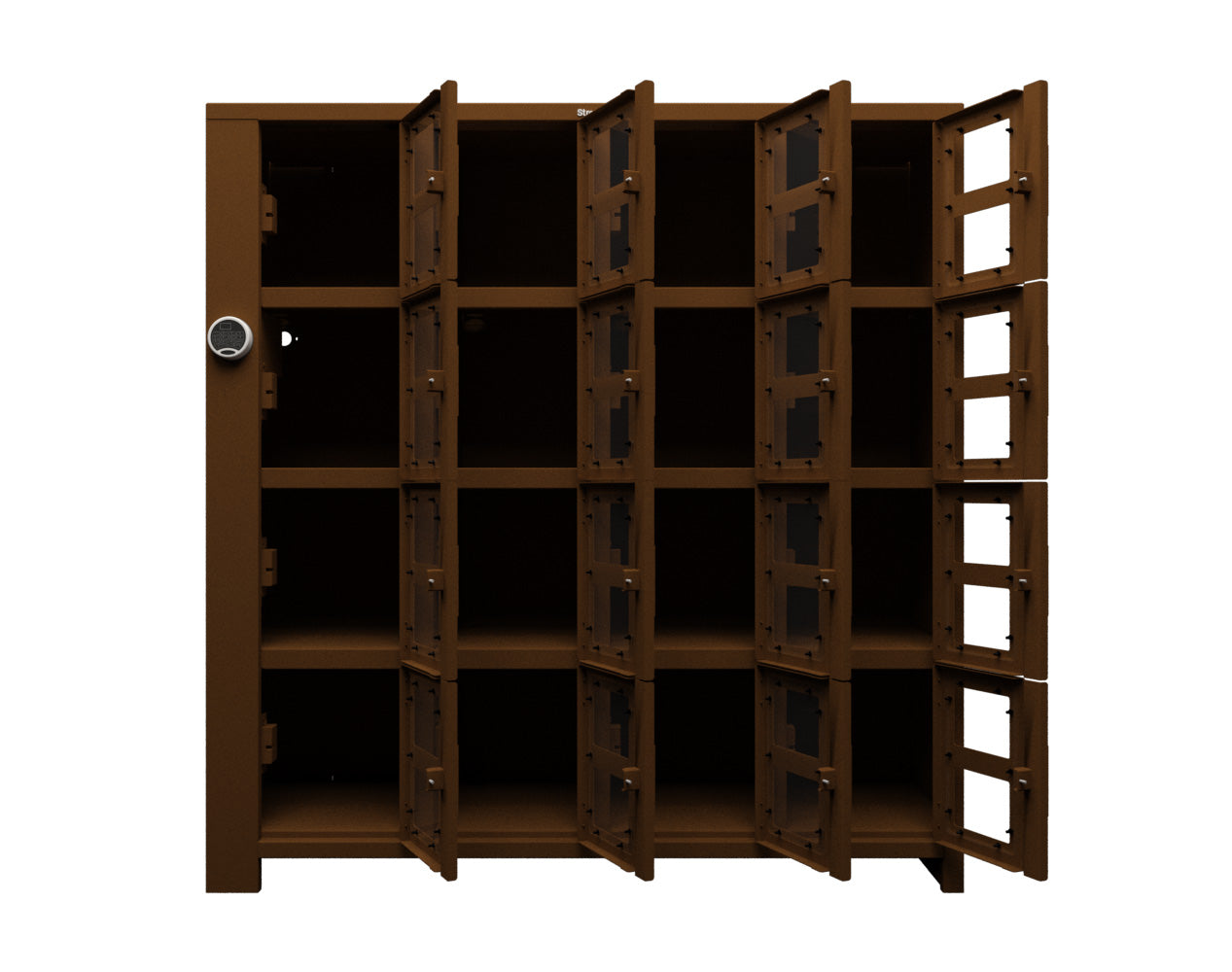 Extra Heavy Duty SIMPLE Locker - Single Input Multi-Point Locking Entry - Access Control Locker with 16 Clearview Doors - 72" W x 24" D x 75" H