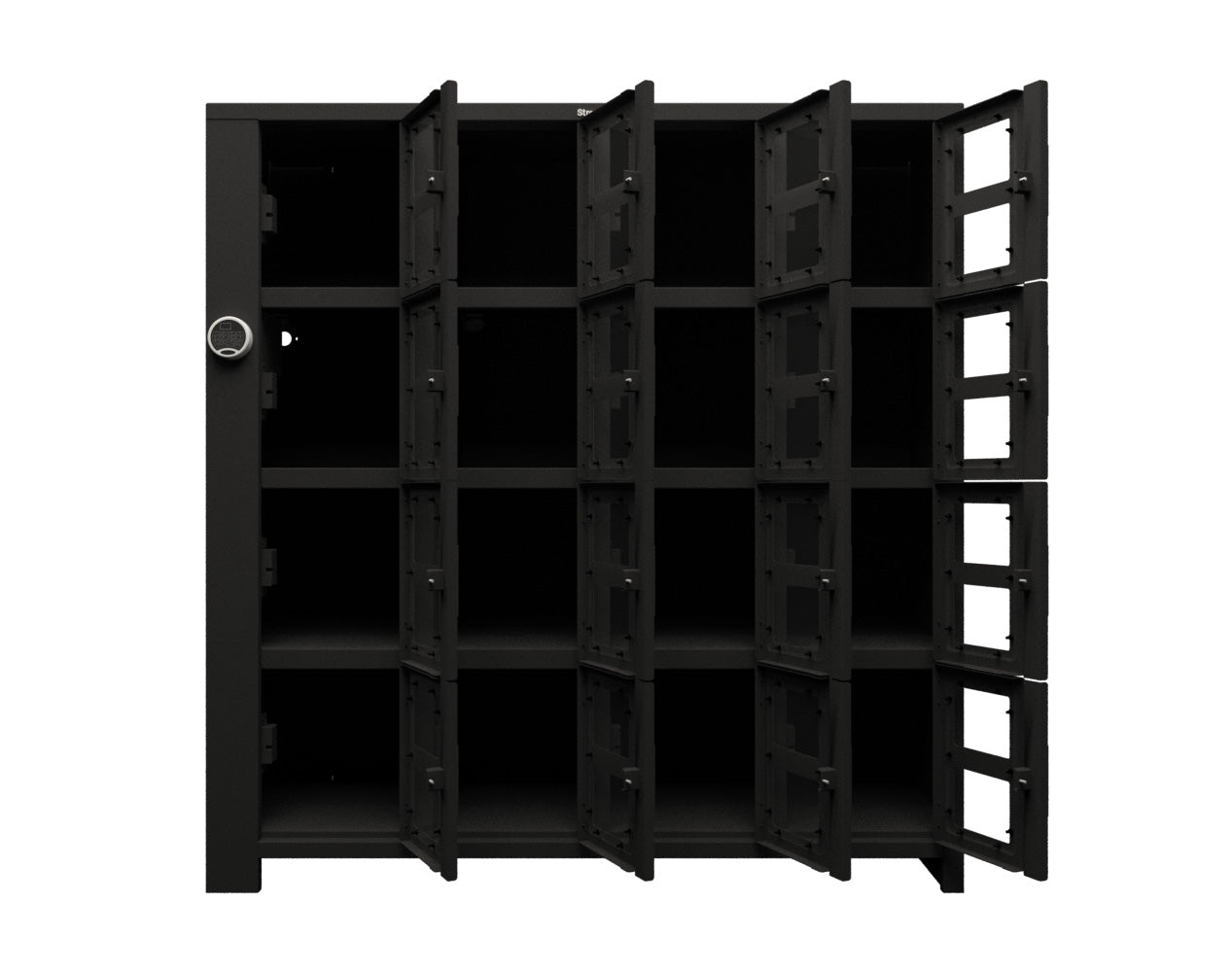 Extra Heavy Duty SIMPLE Locker - Single Input Multi-Point Locking Entry - Access Control Locker with 16 Clearview Doors - 72" W x 24" D x 75" H