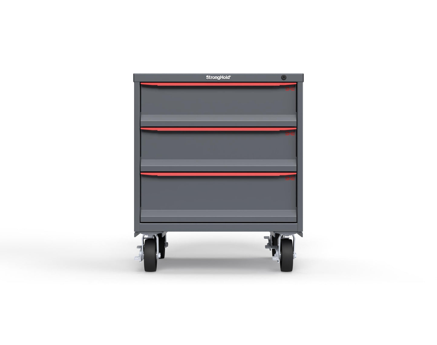 Modular Drawer 14 GA Storage Cabinet with 3 total Drawers - 30 In. W x 29 In. D x 36 In H. - 7" Drawers x 2, 8" Drawers x 1 - 6" Casters - 30 In. W x 29 In. D x 36 In H - S3036-PCDAS-0301DS-3001