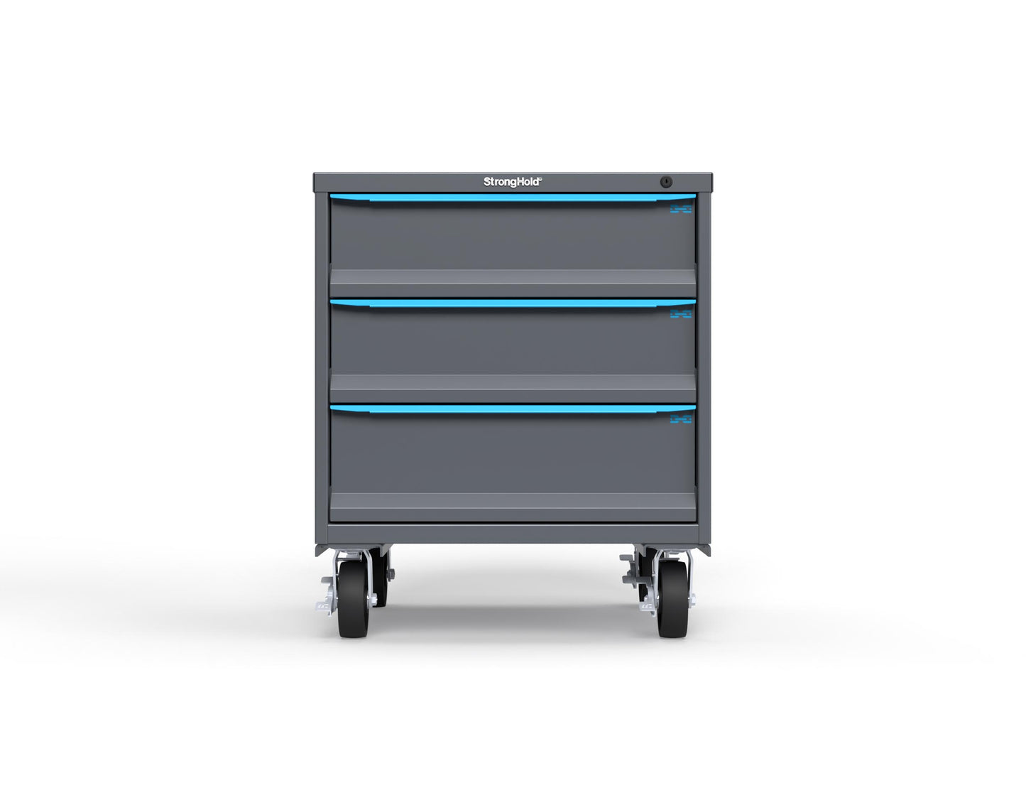 Modular Drawer 14 GA Storage Cabinet with 3 total Drawers - 30 In. W x 29 In. D x 36 In H. - 7" Drawers x 2, 8" Drawers x 1 - 6" Casters - 30 In. W x 29 In. D x 36 In H - S3036-PCDAS-0301FS-5012