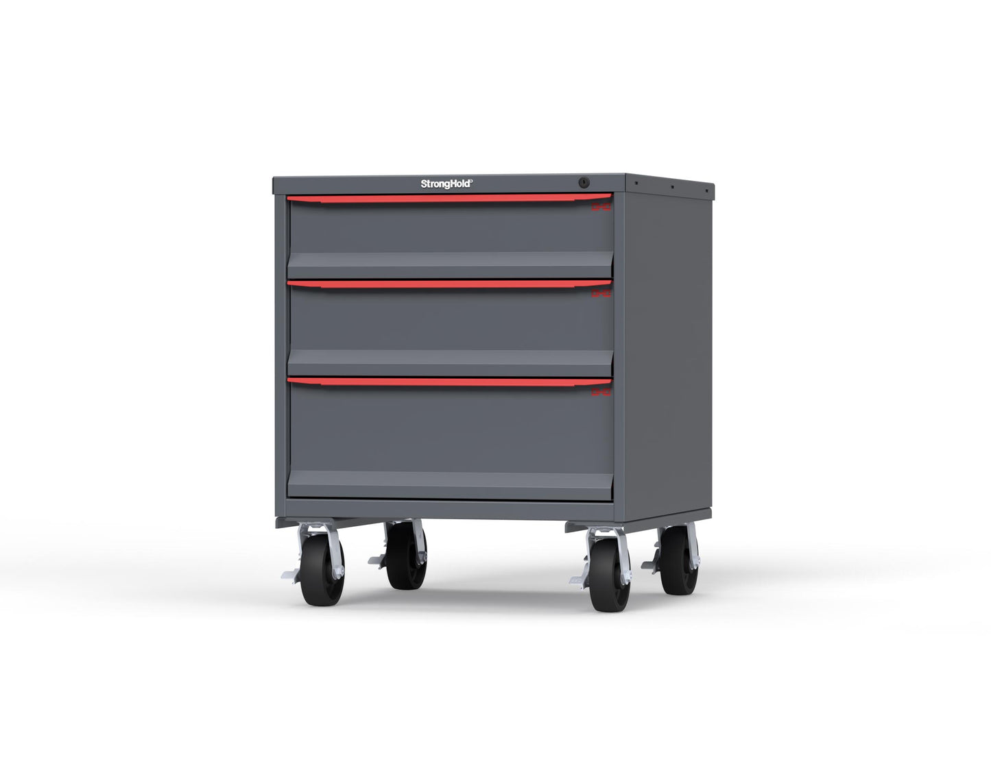 Modular Drawer 14 GA Storage Cabinet with 3 total Drawers - 30 In. W x 29 In. D x 36 In H. - 6" Drawers x 1, 7" Drawers x 1, 9" Drawers x 1 - 6" Casters - 30 In. W x 29 In. D x 36 In H - S3036-PCDAS-0303DS-3001